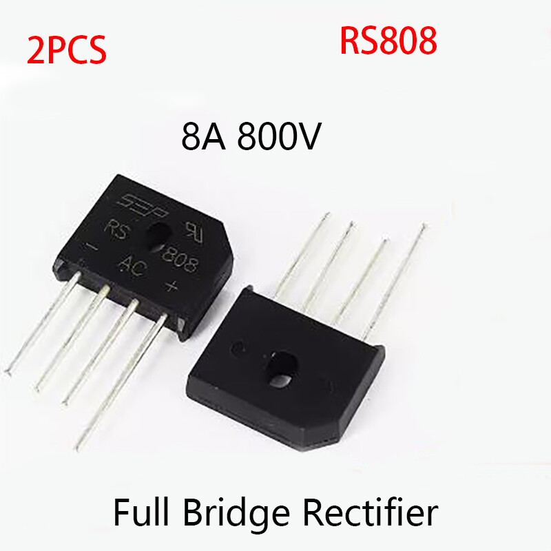 2 Pcs Black 8A 800V Diode Full Bridge Rectifier RS808 4 Pin Replaceable RS807