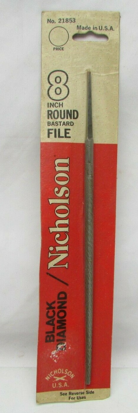 Vintage Nicholson Black Diamond Rare 8 Inch Round Bastard File NOS Made In USA