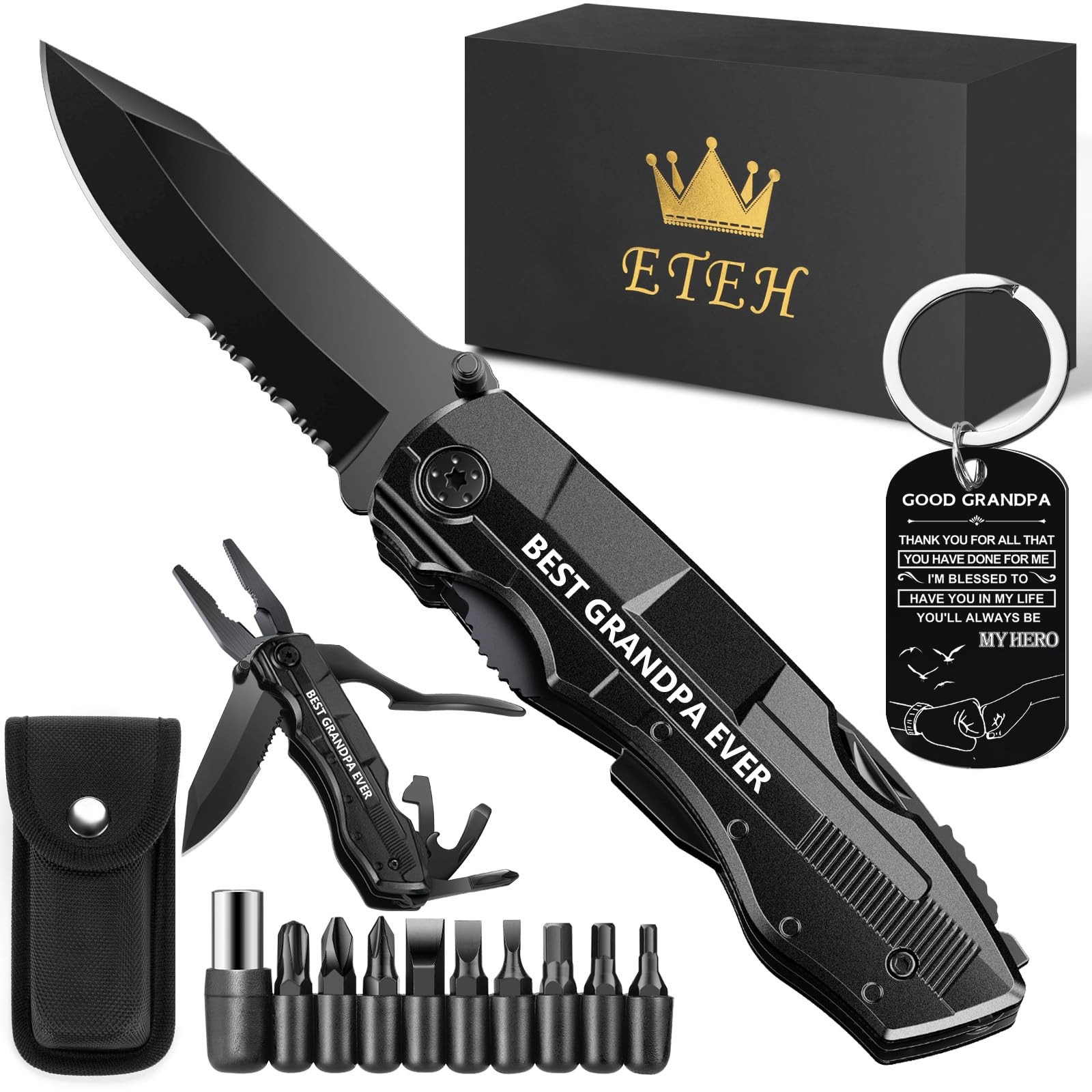 Gifts for Grandpa from Granddaughter Grandson,Fathers Day Birthday Black