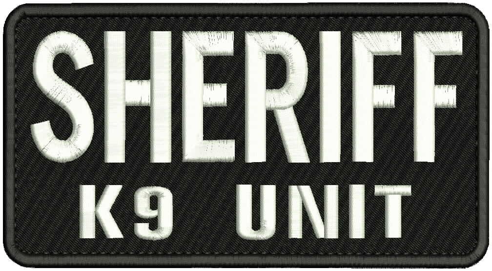 Sheriff k9 unit embroidery patches 4x8 hook on back white and black