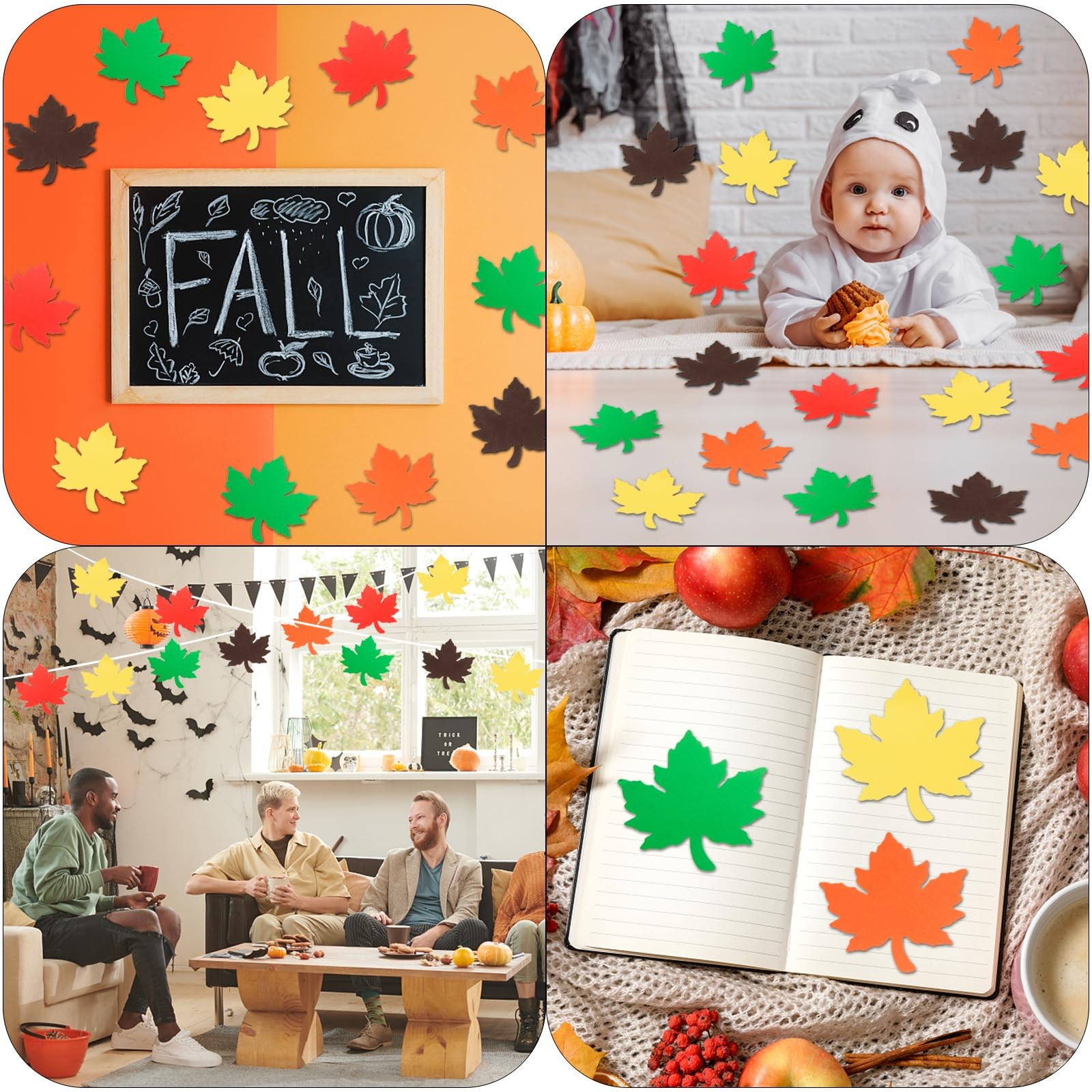 360 Pieces Maple Leaves Cutouts Fall Leaf Paper Cut Outs
