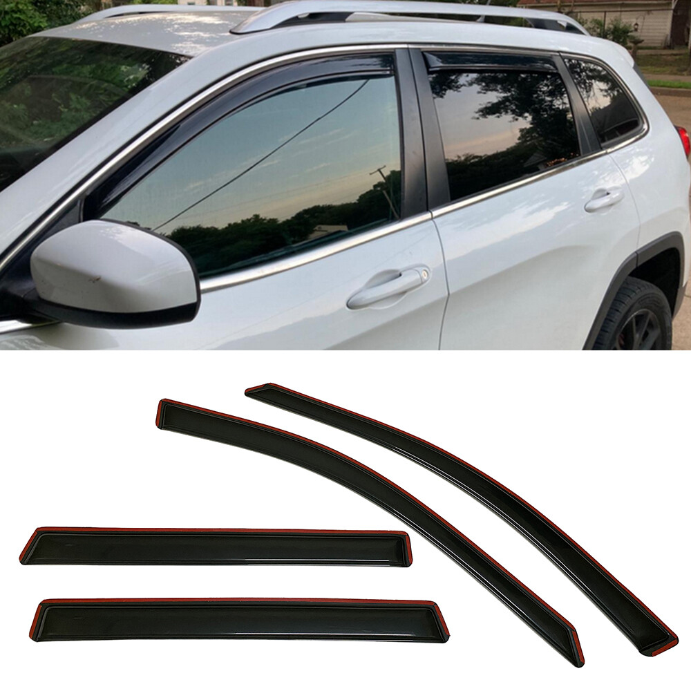 IN-CHANNEL Window Visors Vent Sun Rain Guard Fit Jeep Cherokee 2015 2016-2021
