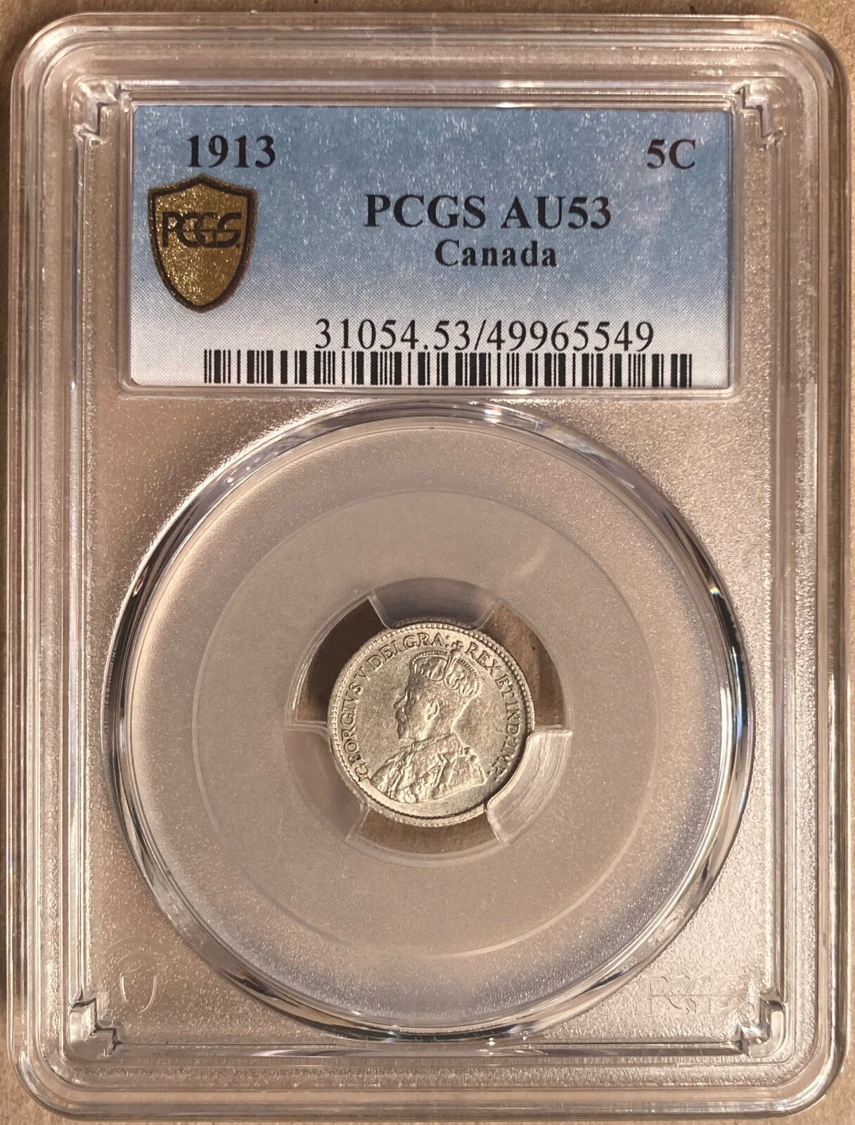 1913 PCGS AU53 Canada Silver 5c
