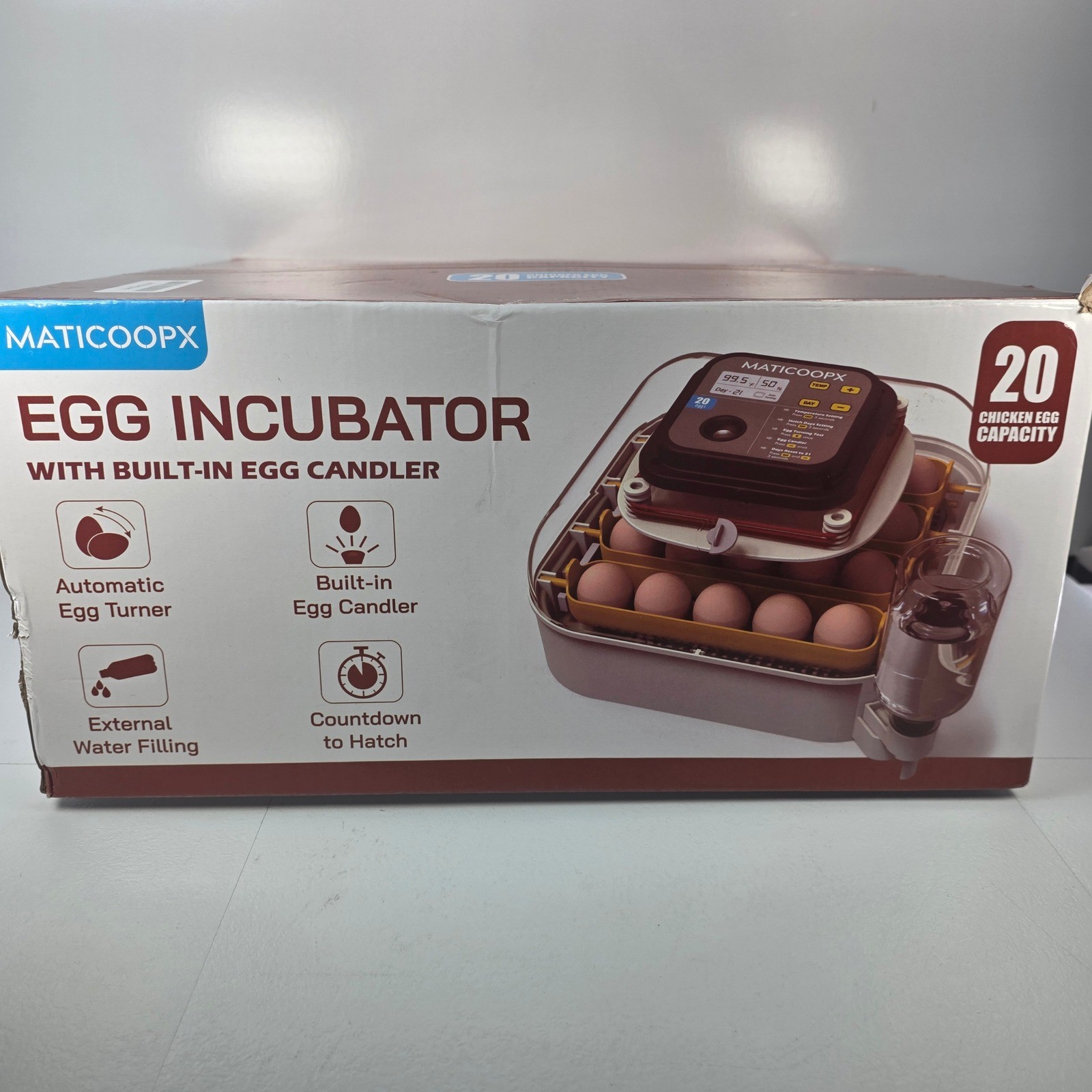 MATICCOOPX 20 Egg Incubator Automatic Egg Turner Built-in Candler for Chickens