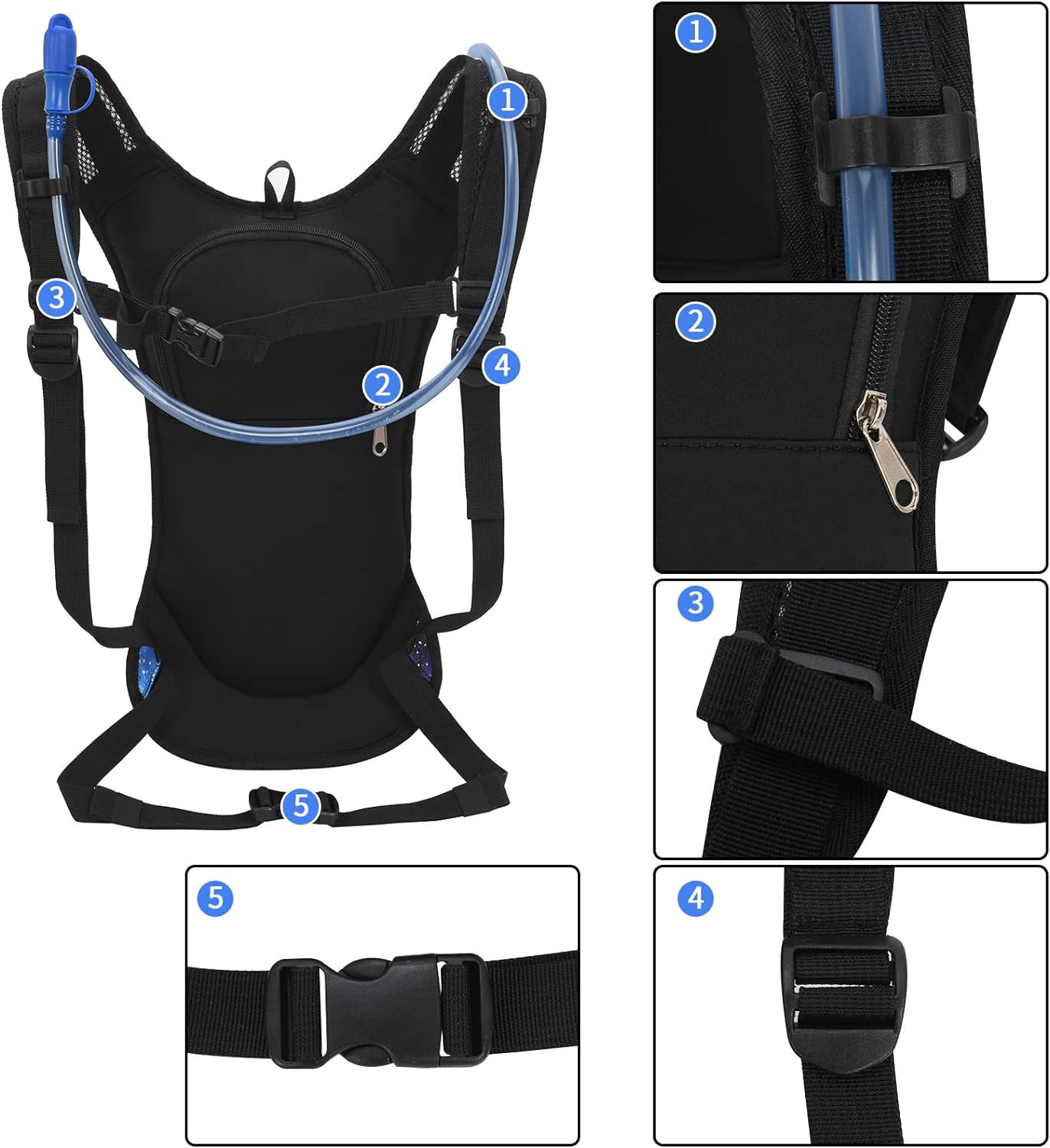 Hydration Backpack Pack with 2L Hydration Bladder - Lightweight Water Backpack W