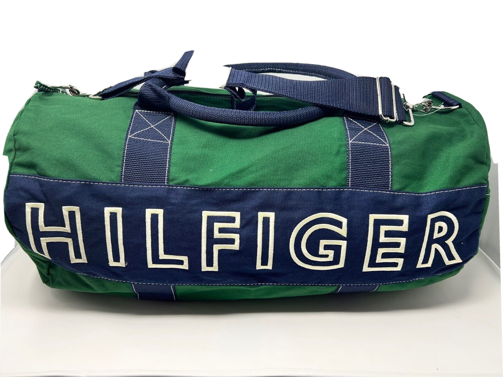 NEW! TOMMY HILFIGER Large Duffle Travel Bag-Green/Navy/White
