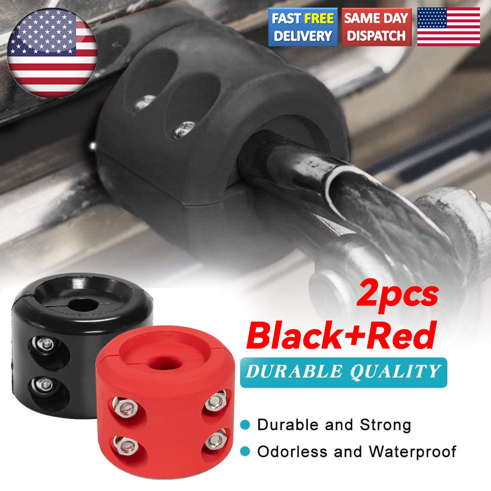 Winch Cable Hook Stopper 2 Pack Rubber Shock Absorbent Winch Stopper Set ATV/UTV