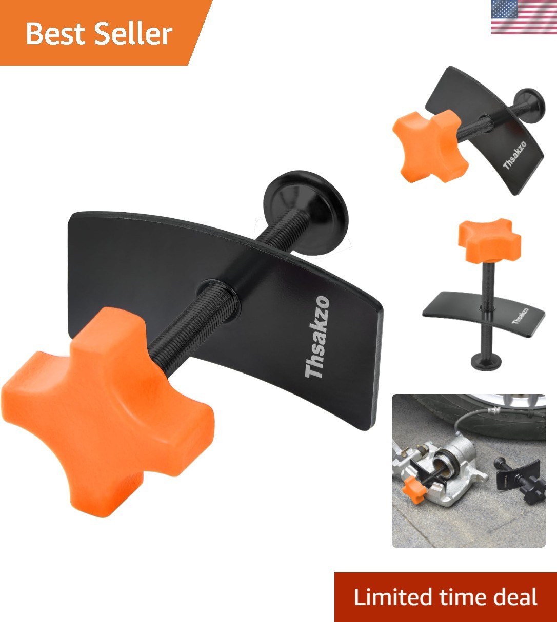 Professional-Grade Disc Brake Pad Spreader with Solid Steel Caliper Compressor