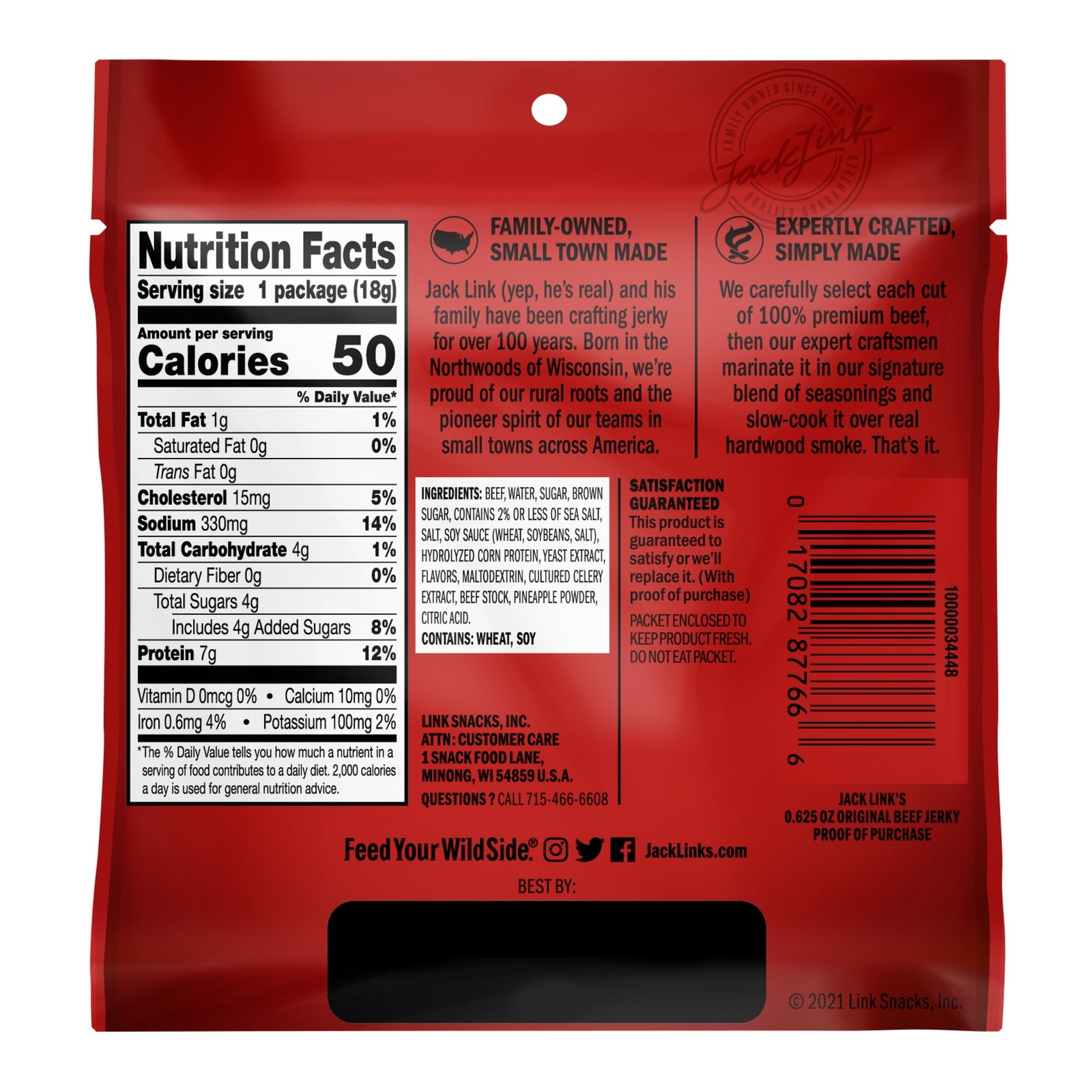 Original Beef Jerky 100% Beef 20 Pack Of 0.625 oz. Bags Snack Sized Packs