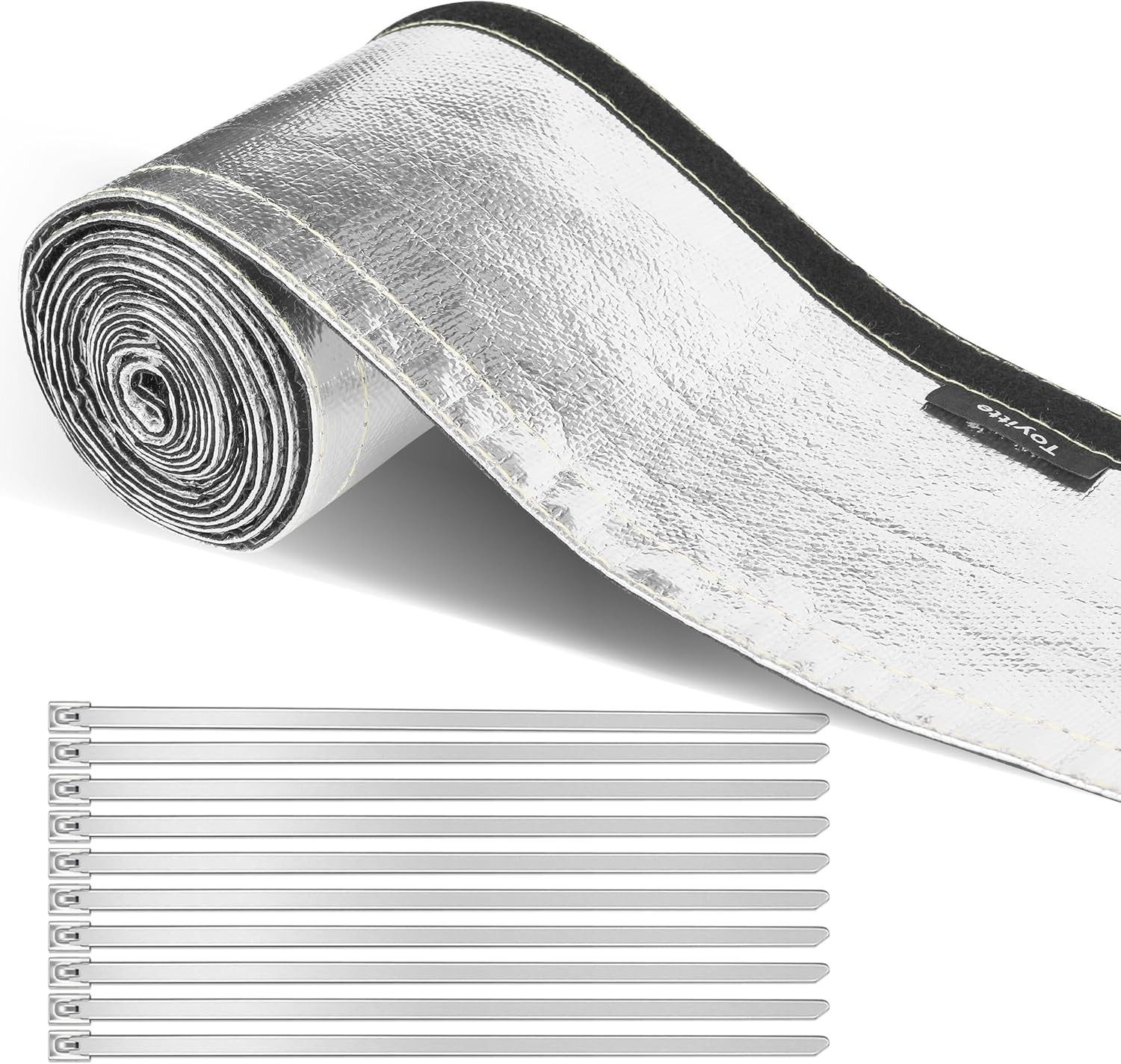 Heat Shroud Sleeve Aluminized Hose Wrap with Hook & Loop 1-1/4" I.D. x 10FT