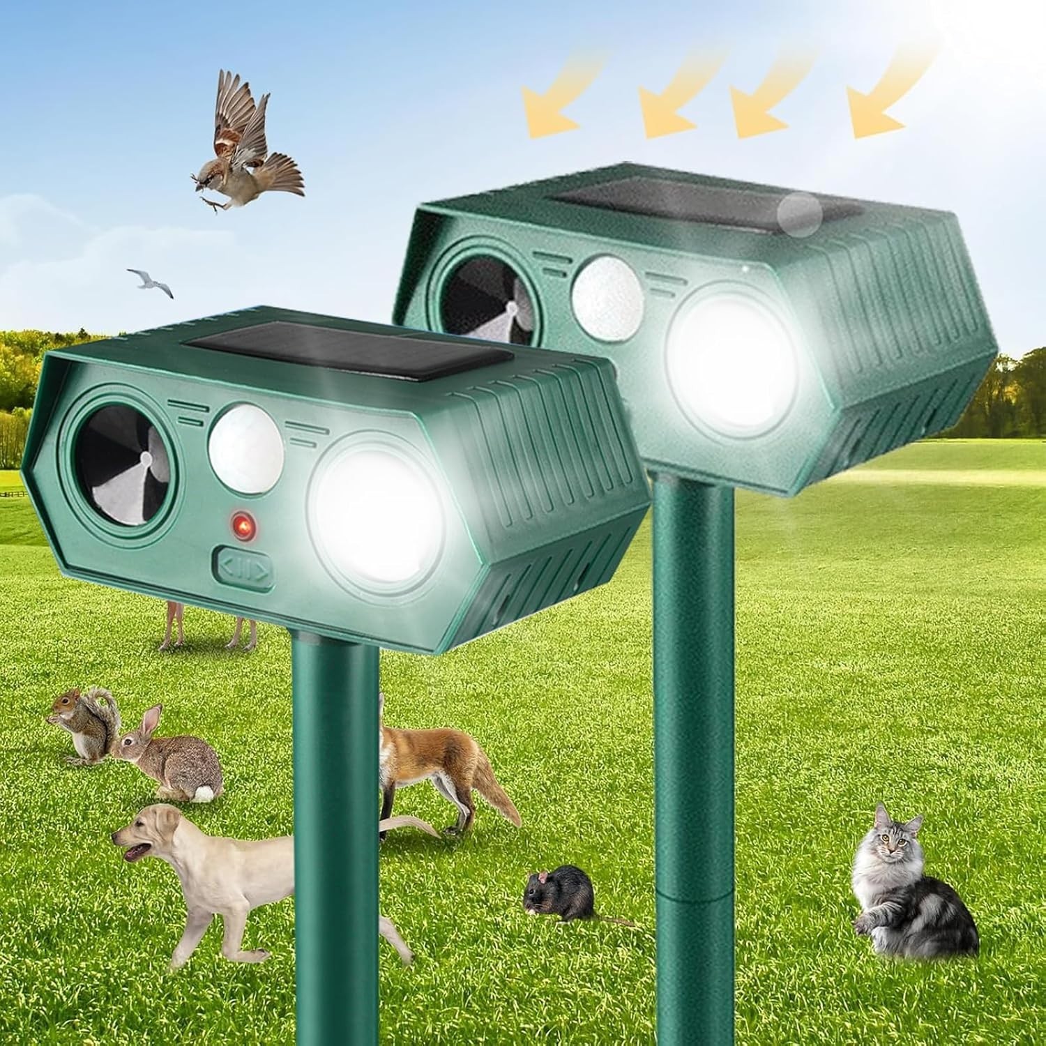 2025 Solar Animal Repellent,Upgraded Ultrasonic Cat Repellent Outdoor Waterproof