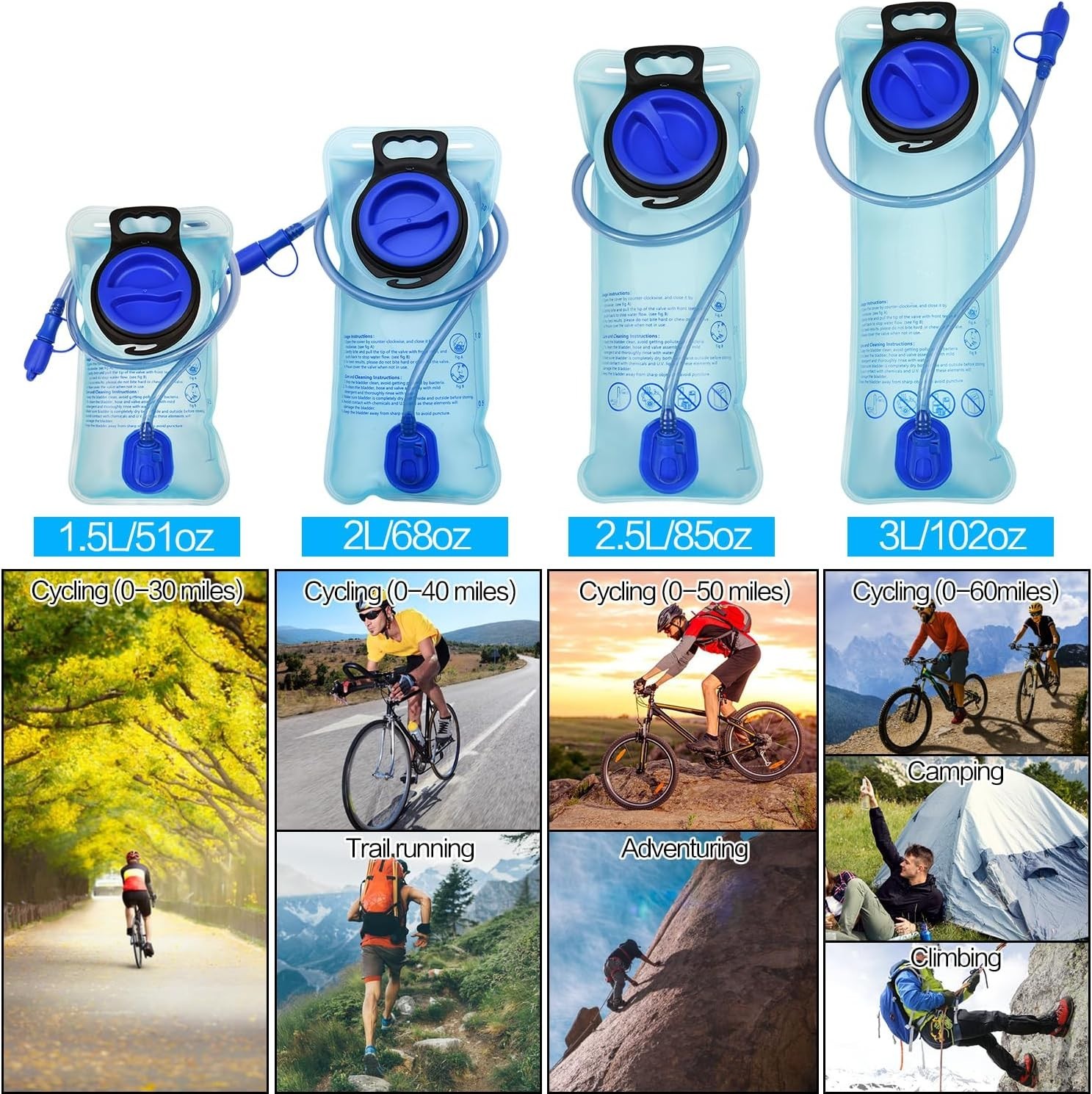 Hydration Bladder 2 L Water Pack Reservoir Camel Back Replacement Running Hiking