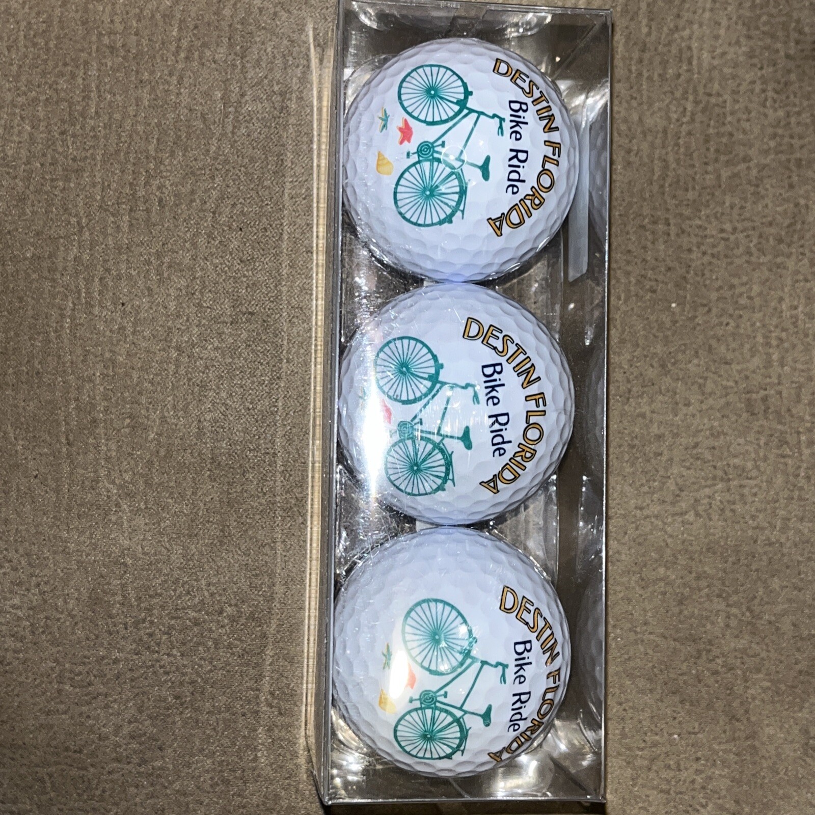 New Set of three Golf Balls with a Destin Florida Beach theme
