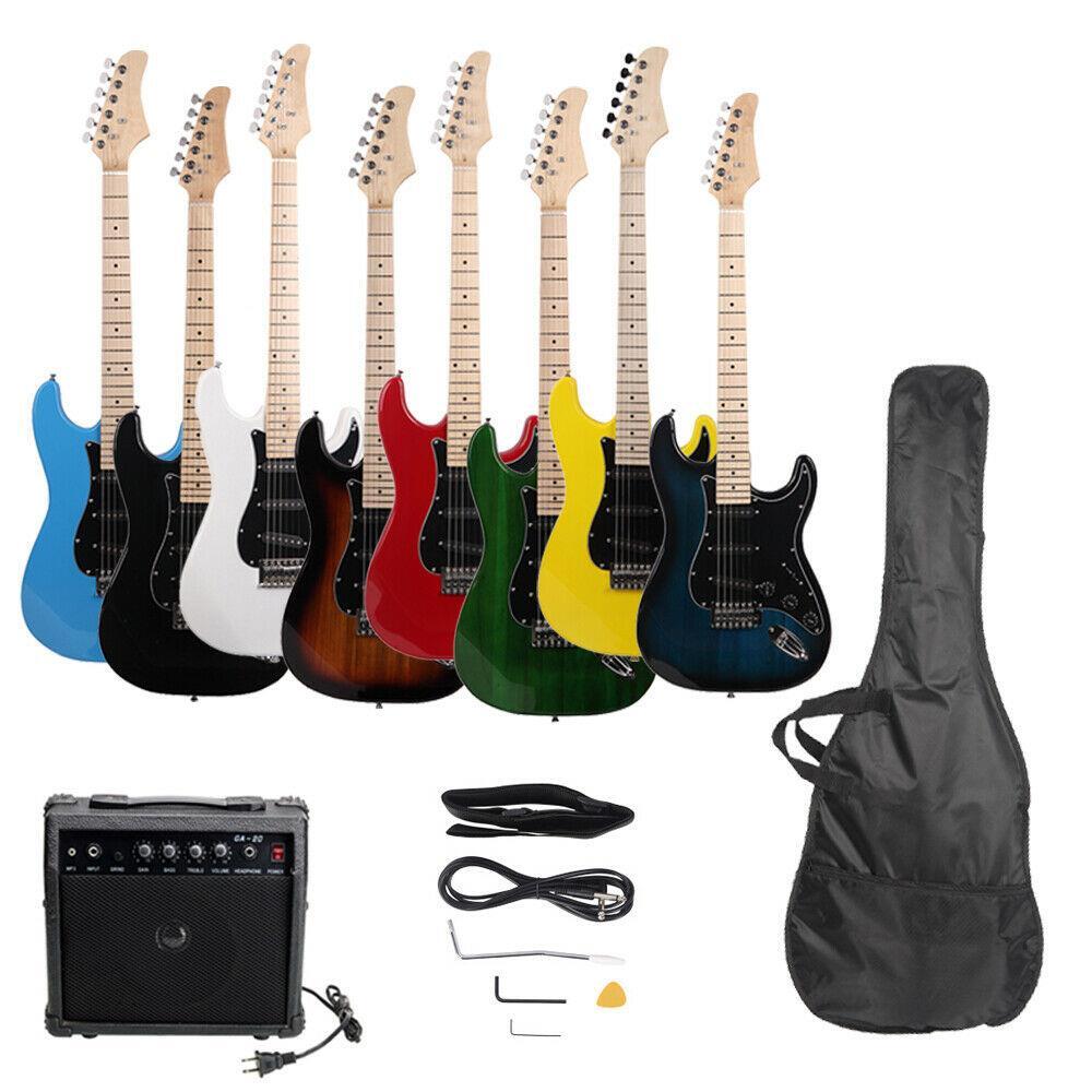 Full Size Electric Guitar + 20 Watt Amp + Gig Bag Case + Guitar Strap Beginners
