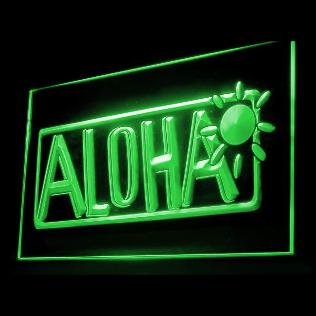 120084 Aloha Tropical Sign Here Hawaii Beach Display LED Light Neon Sign