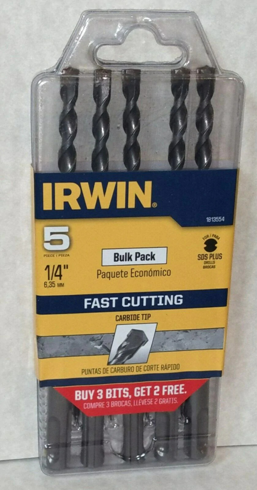 Irwin 1/4" SDS-Plus Shank Carbide-Tipped Rotary & Hammer 5 Piece Drill Bit Set