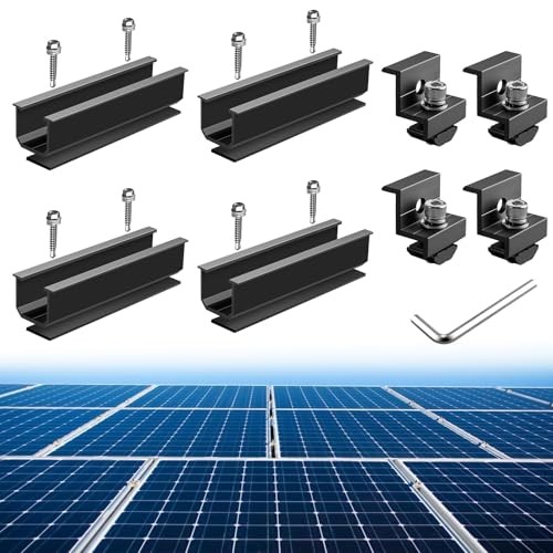 Solar Panel Mounting Kit for Single Panel, 4 Pcs 4.72in Mounting Rail & End