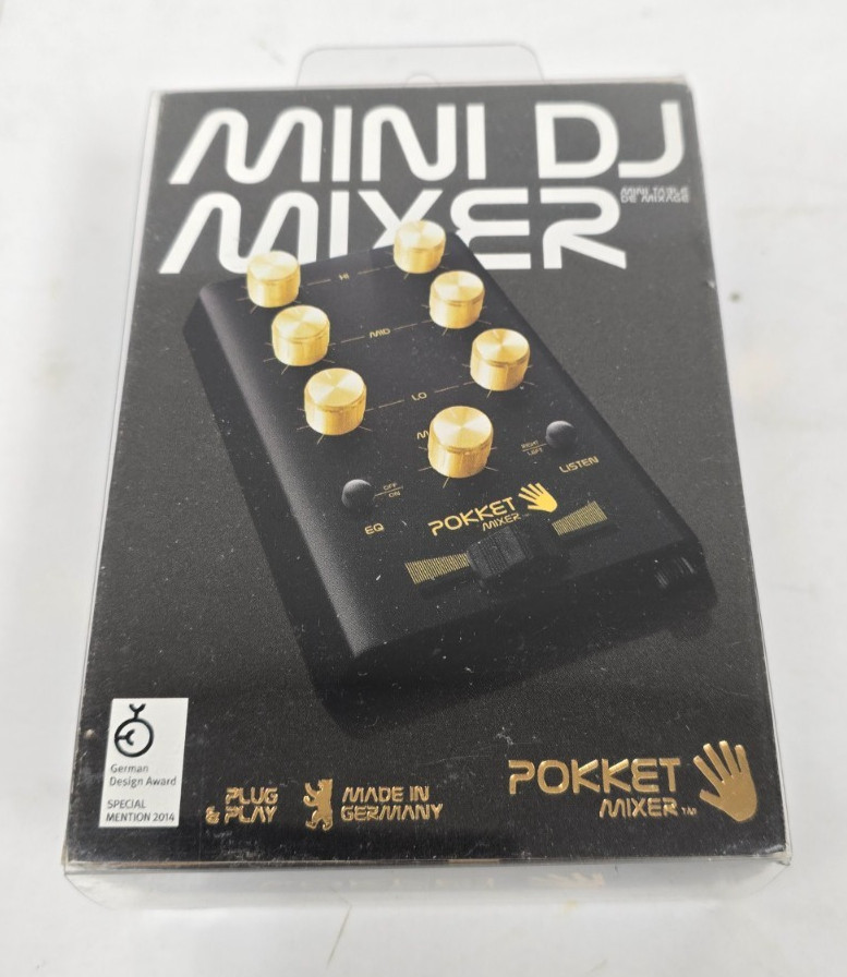 Brand New Pokket Mixer Mini DJ Mixer Volume Plus Black with Gold Knobs