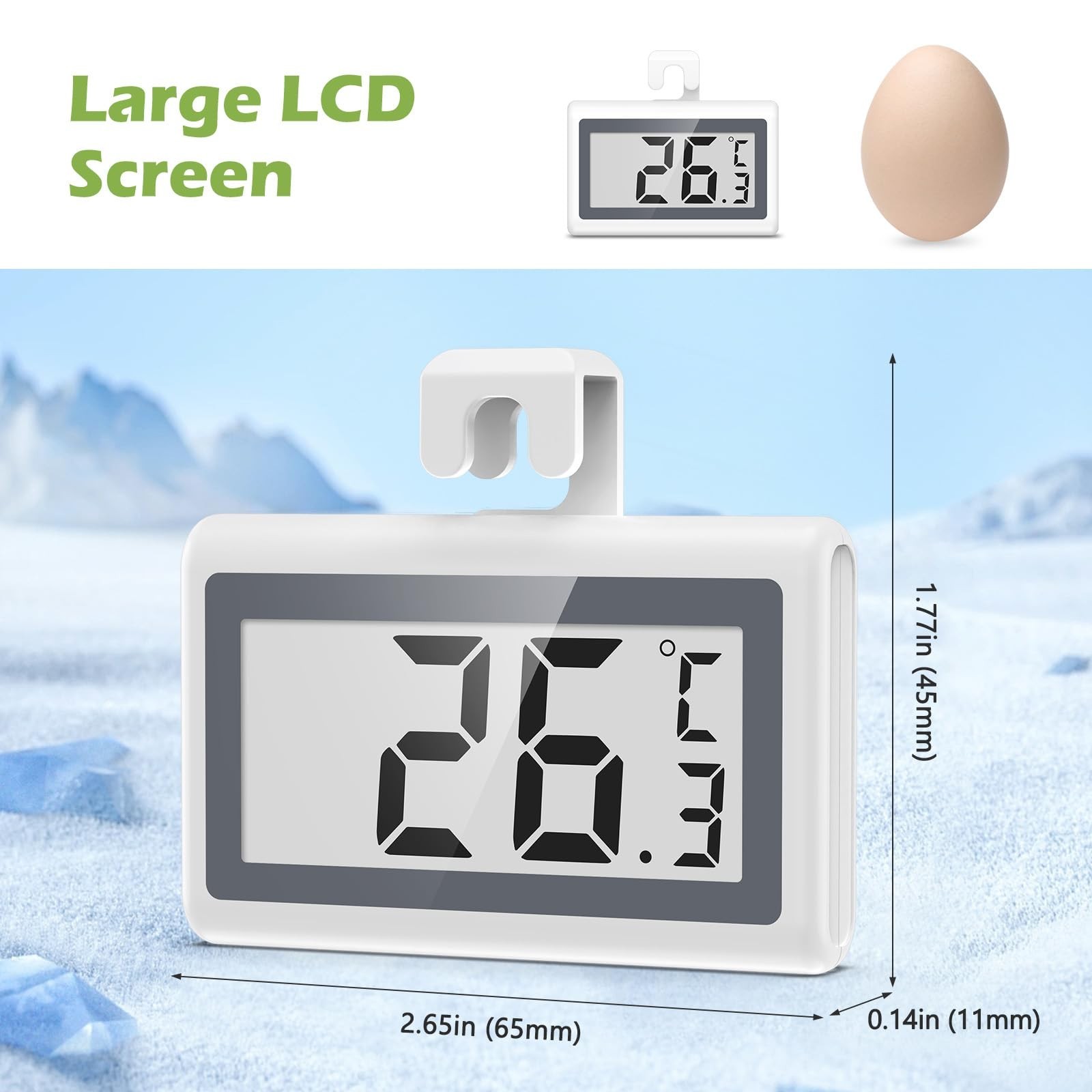 KeeKit Refrigerator Thermometer, Digital Fridge Thermometer with LCD Display,...