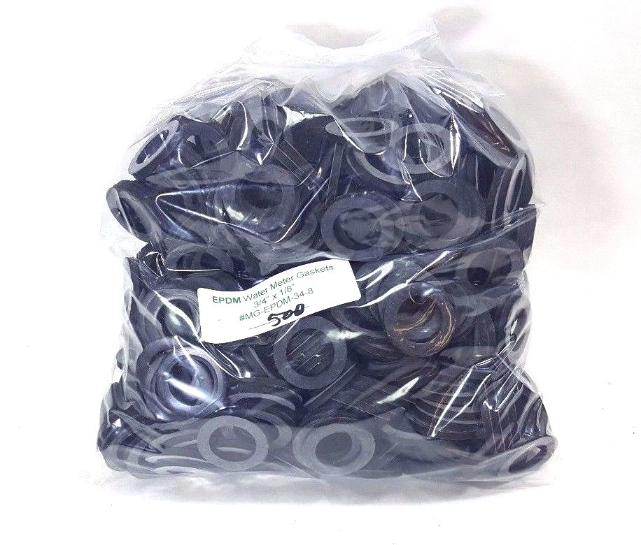 Pkg/500, 3/4" x 1/8" EPDM Water Meter Gasket, for 5/8" x 3/4", or 3/4" meter