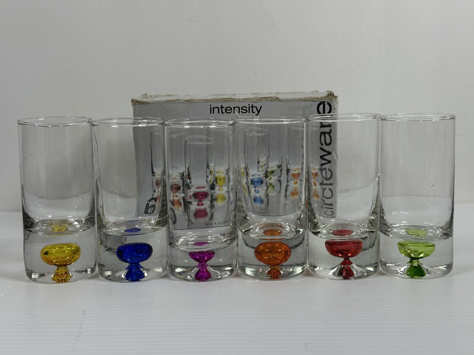 Circleware Intensity Shotglasses Set of 6 Colorful 4 Oz Each Different Colors