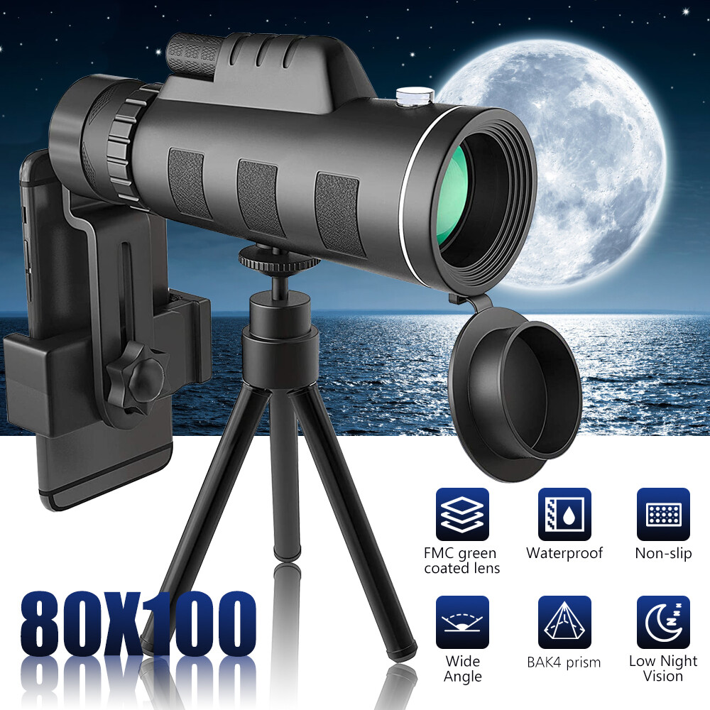 Day / Night Vision 80x100 Zoom HD Monocular Starscope Monocular Telescope BAK4