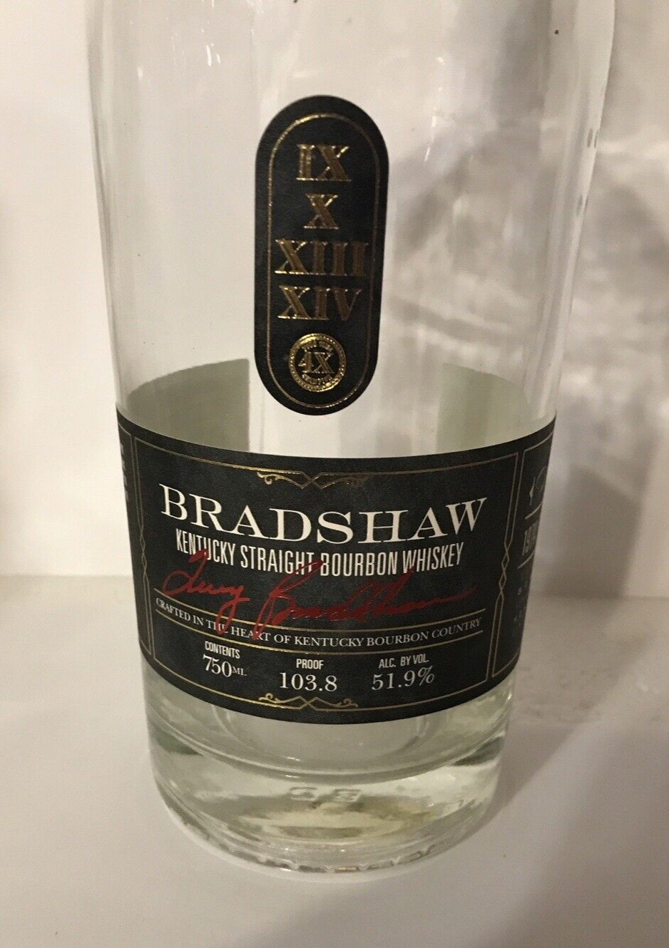 BATCH 7 TERRY BRADSHAW 750ML Clear Bourbon Bottle Crafts Lamp Lights Bar Empty