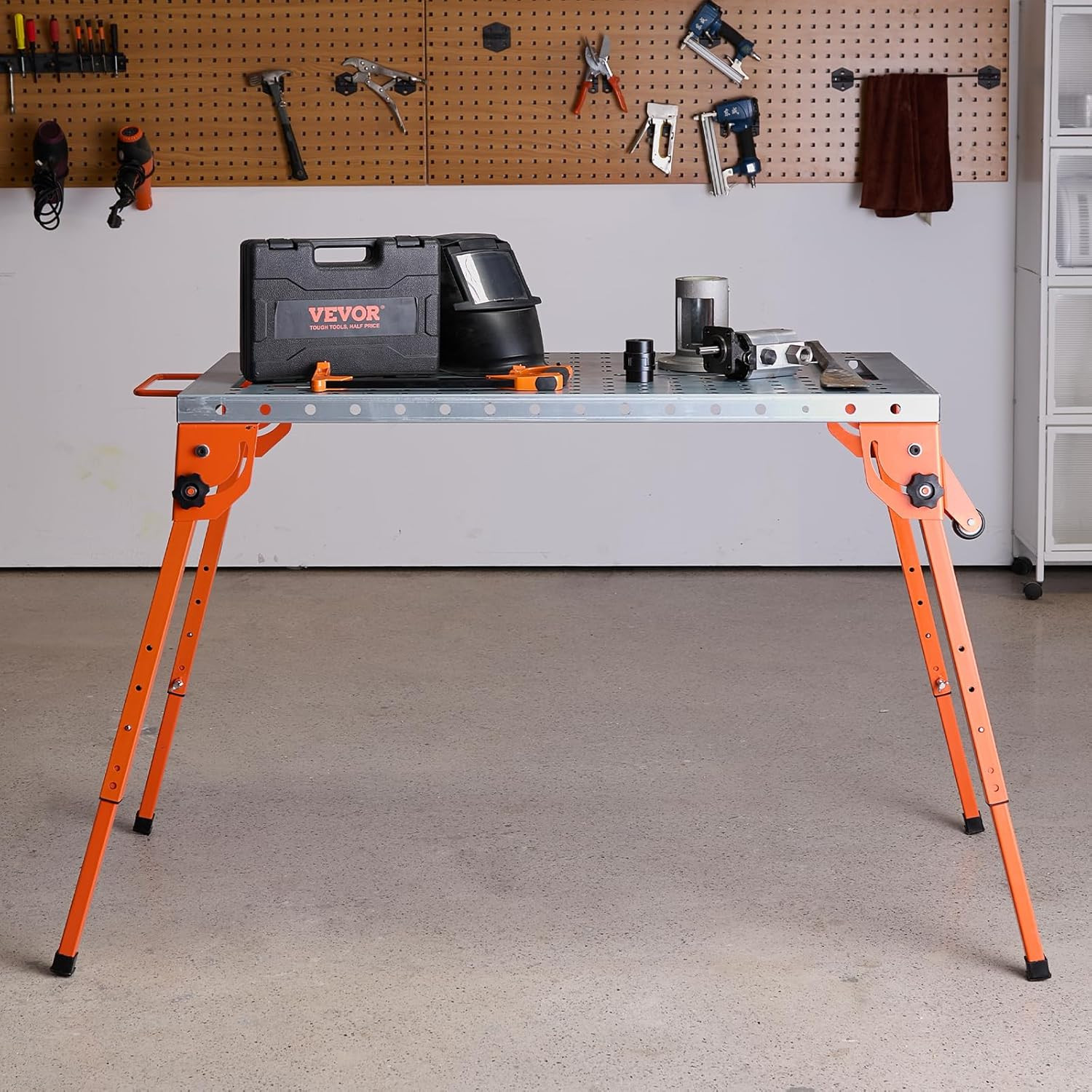 Foldable Welding Table 44" X 21", 500LBS Capacity Welding Workbench with 4-Level