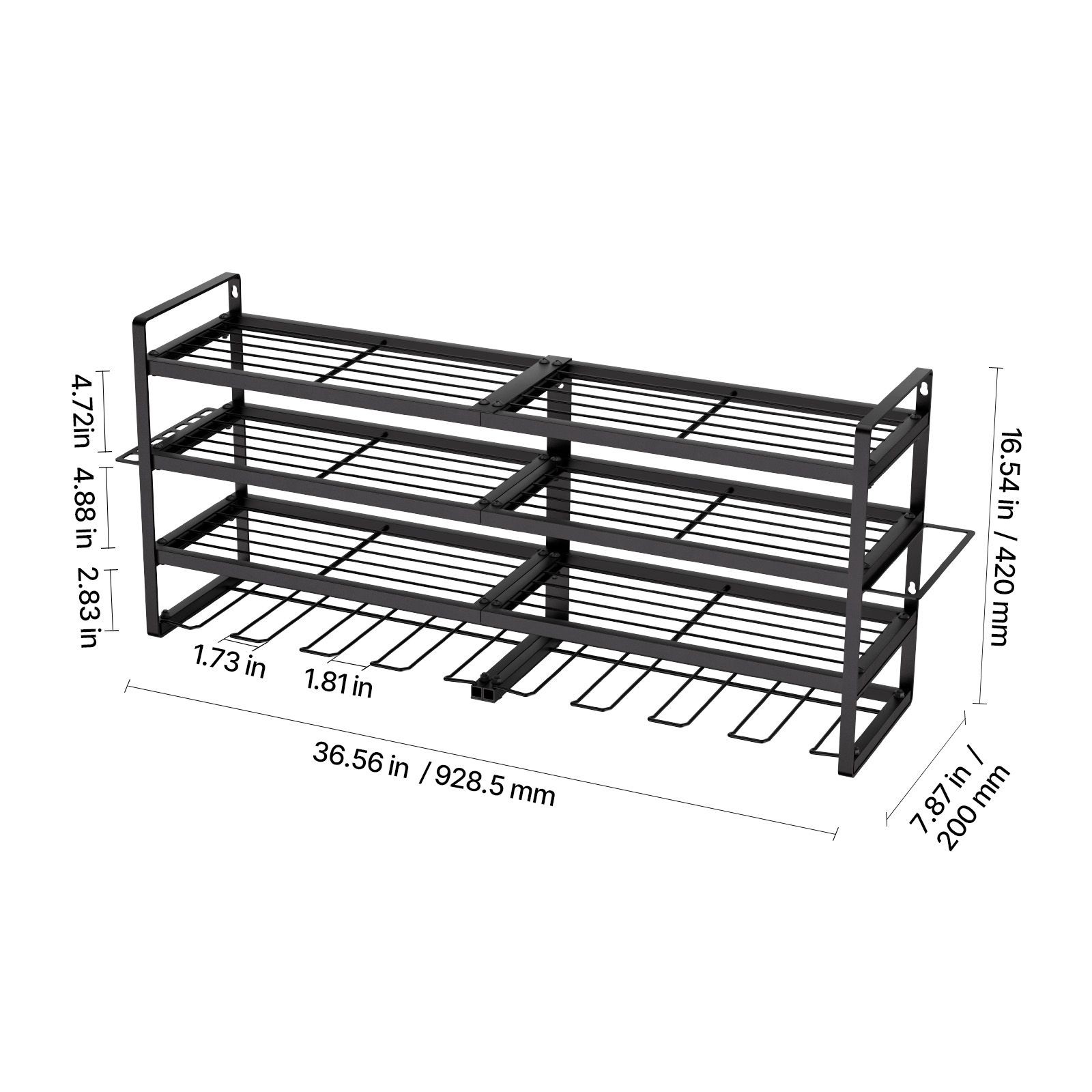 Power Tool Organizer Wall Mount, 4-Layer Storage Rack with 8 Drill Holders