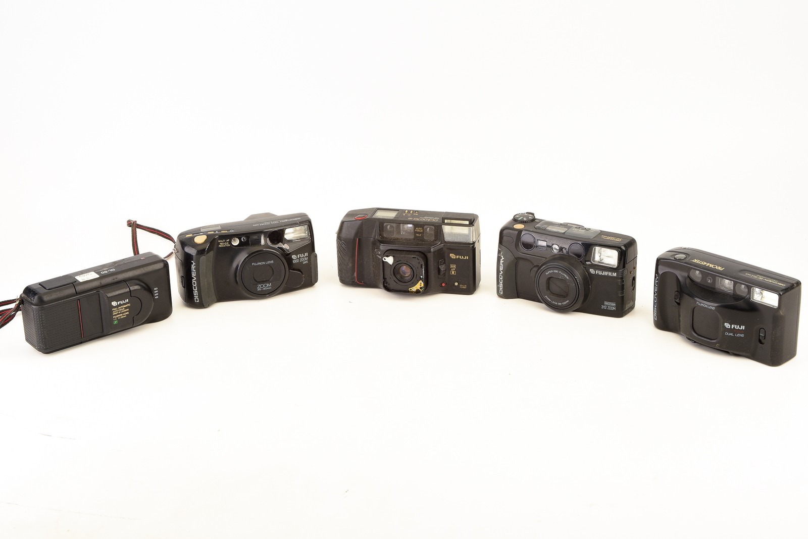 Lot of 5 Fuji Discovery Point & Shoot 35mm Film Cameras PARTS REPAIR V27