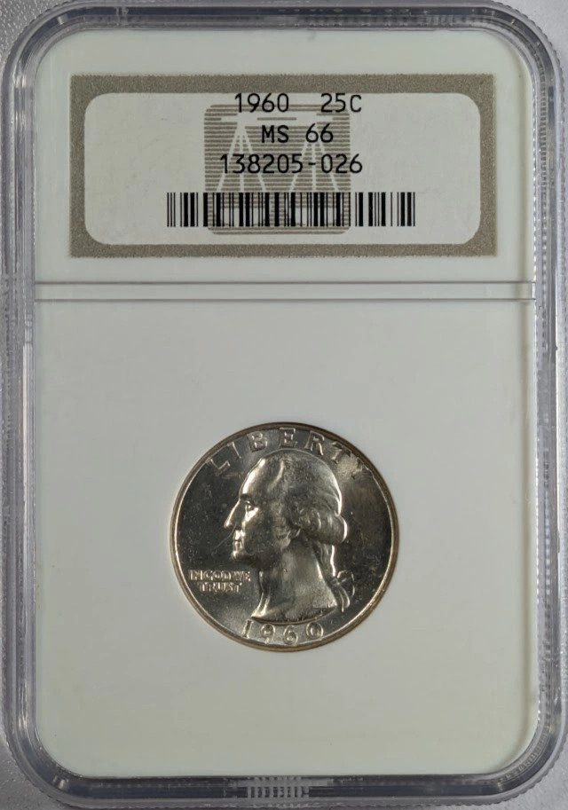 1960 P Quarter Dollars Silver Coinage NGC MS-66