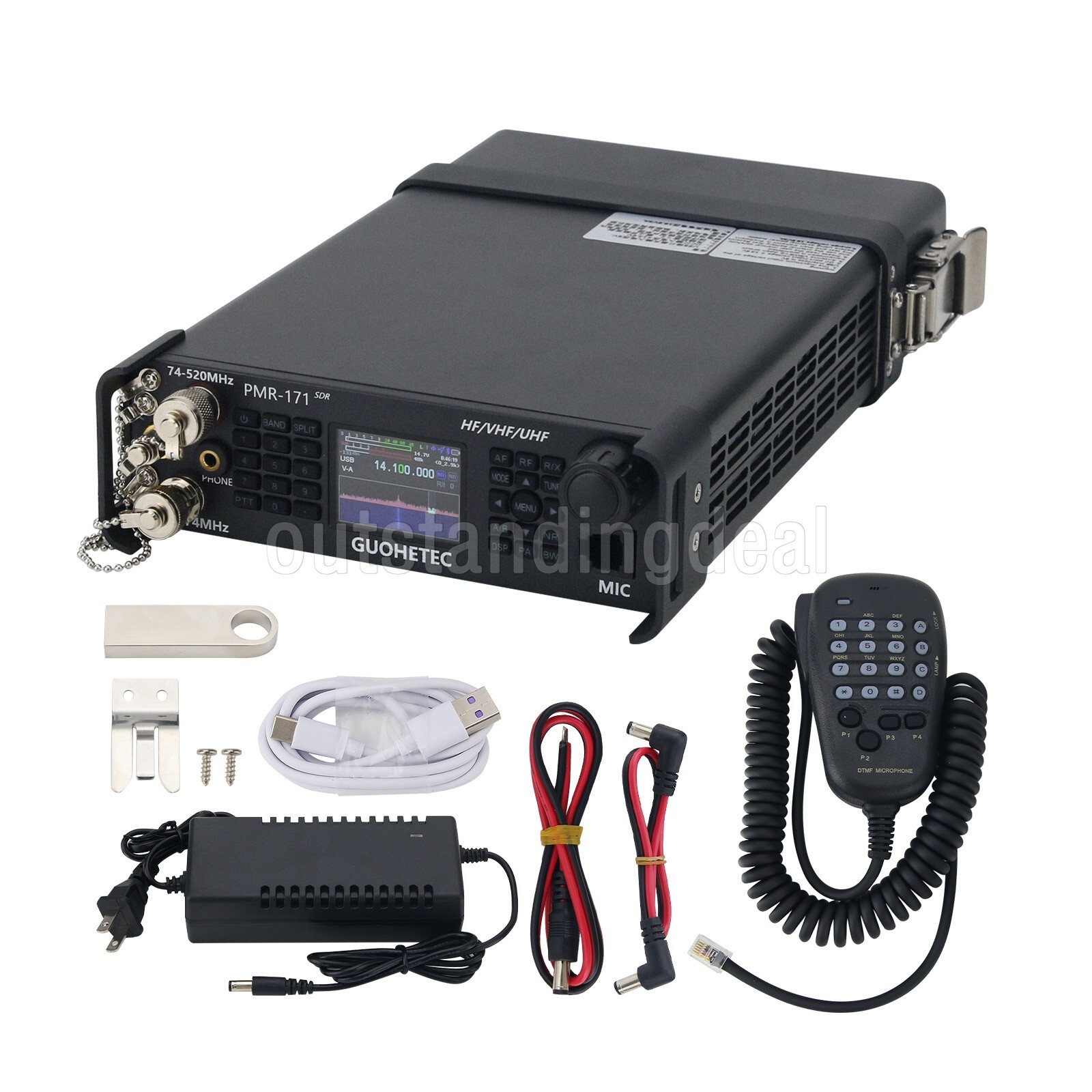 PMR-171 100KHz-2GHz 20W Radio SDR Transceiver VHF UHF HF CW AM SW Mobile Radio-