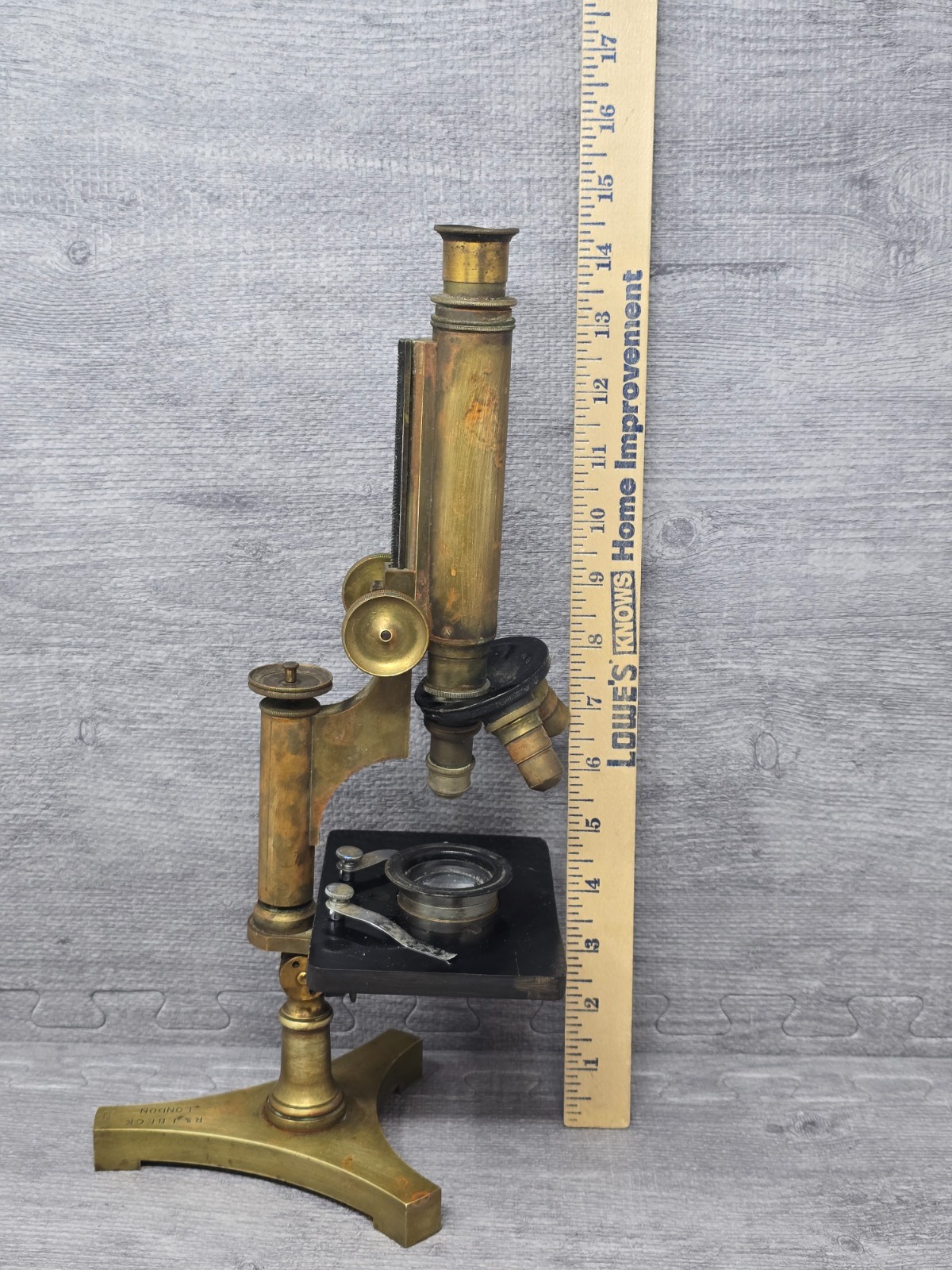 Antique signed R&J Beck Microscope C 1890 Brass