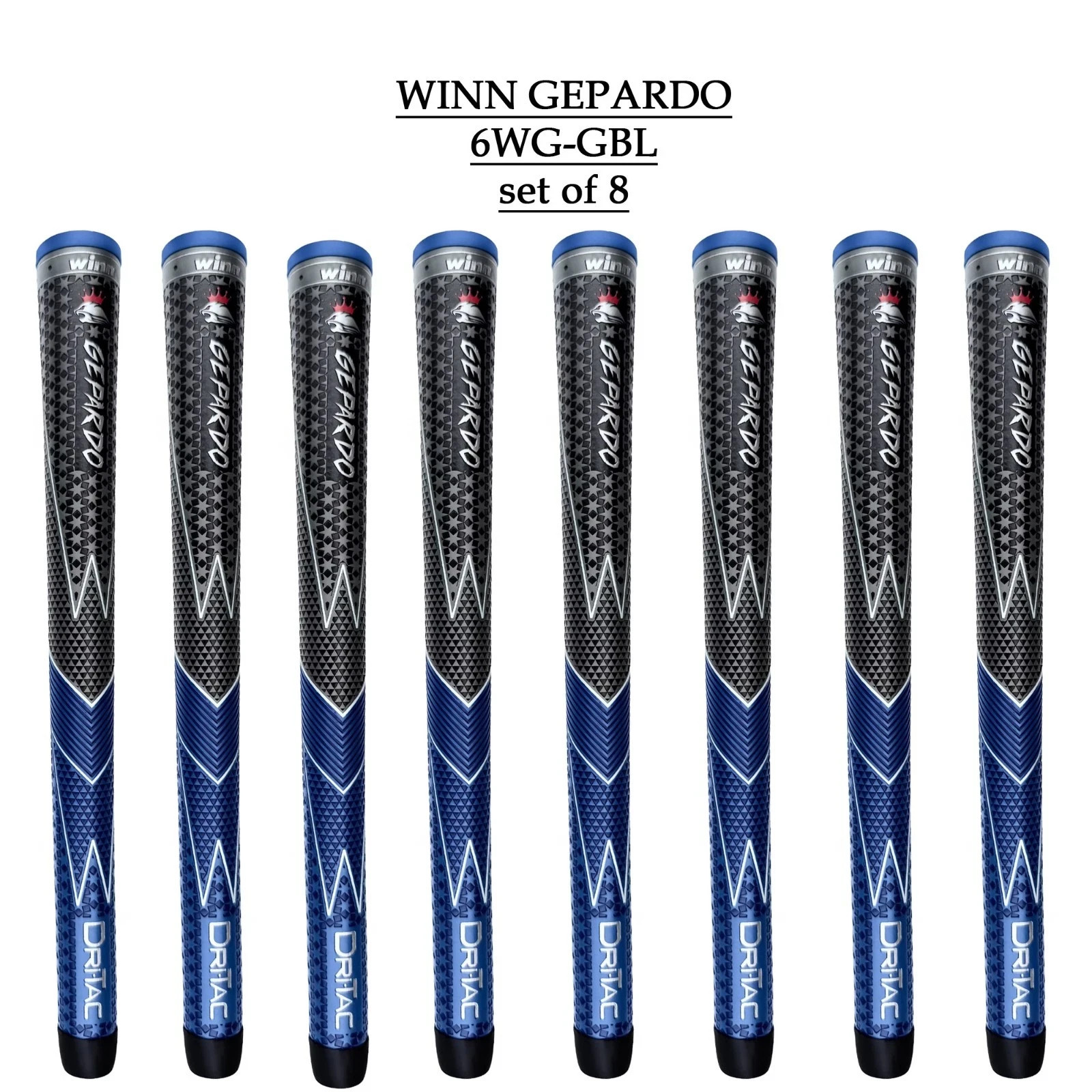 GEPARDO golf grips by WINN Midsize, DriTac - GD-6WG-GBL- Blue (set of 8)