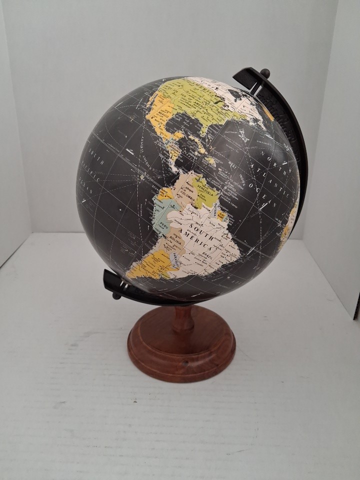 Table Top Small World Globe Black Decorative Desk Home Decor 9 Inch Great Colors