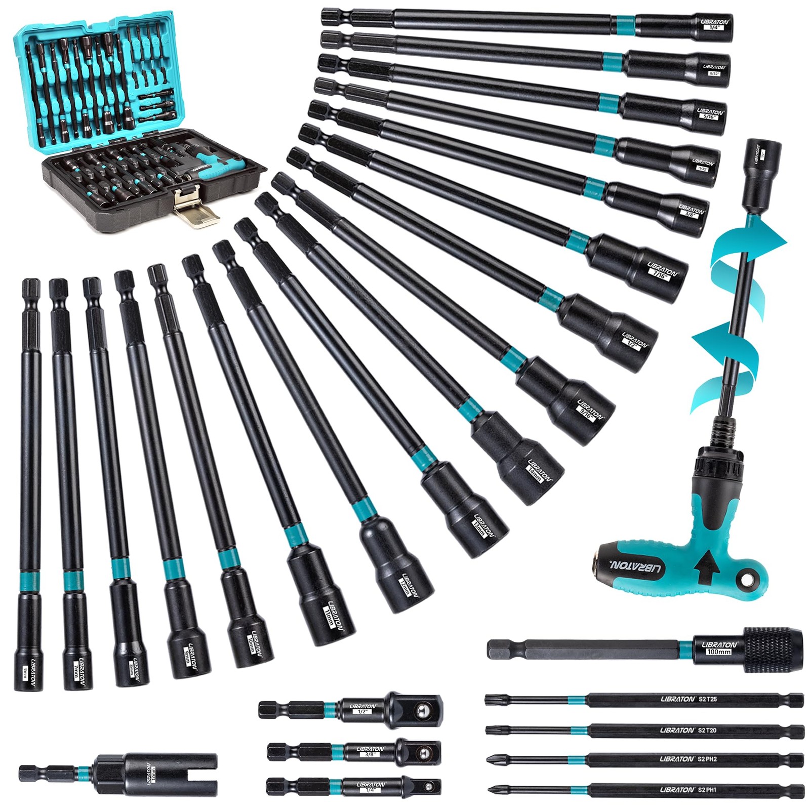 LIBRATON 27PCS Magnetic Nut Driver Set with Ratcheting T Handle, Driver...