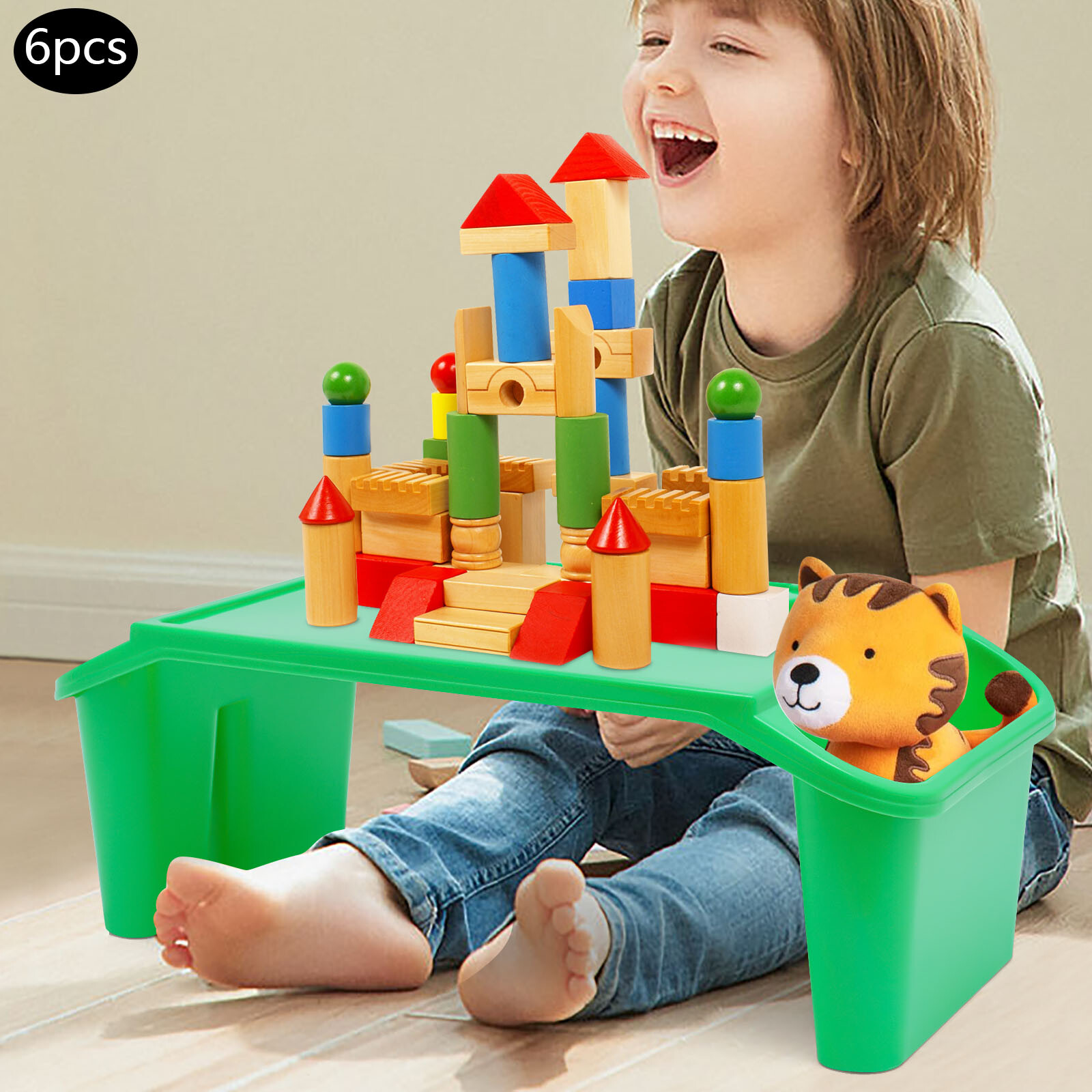 6 Pcs Kids Lap Desk Rectangular Desk Tray for Writing Eating Game Classroom USA