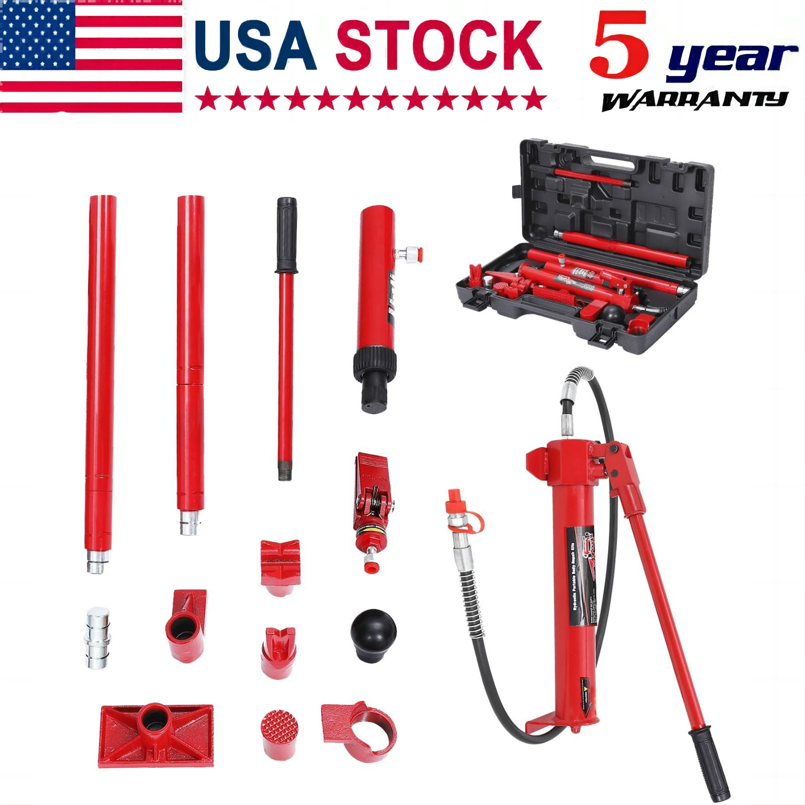 ✨10 Ton Porta Power Kit Hydraulic Ram Auto Body Frame Repair 20,000 lbs Capacity