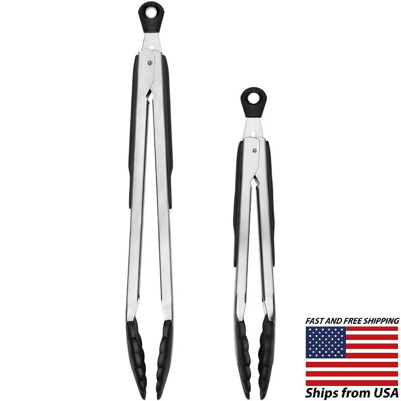 OXO Good Grips 9"-12" Kitchen Tongs With Stainless Steel Body And Nylon Heads