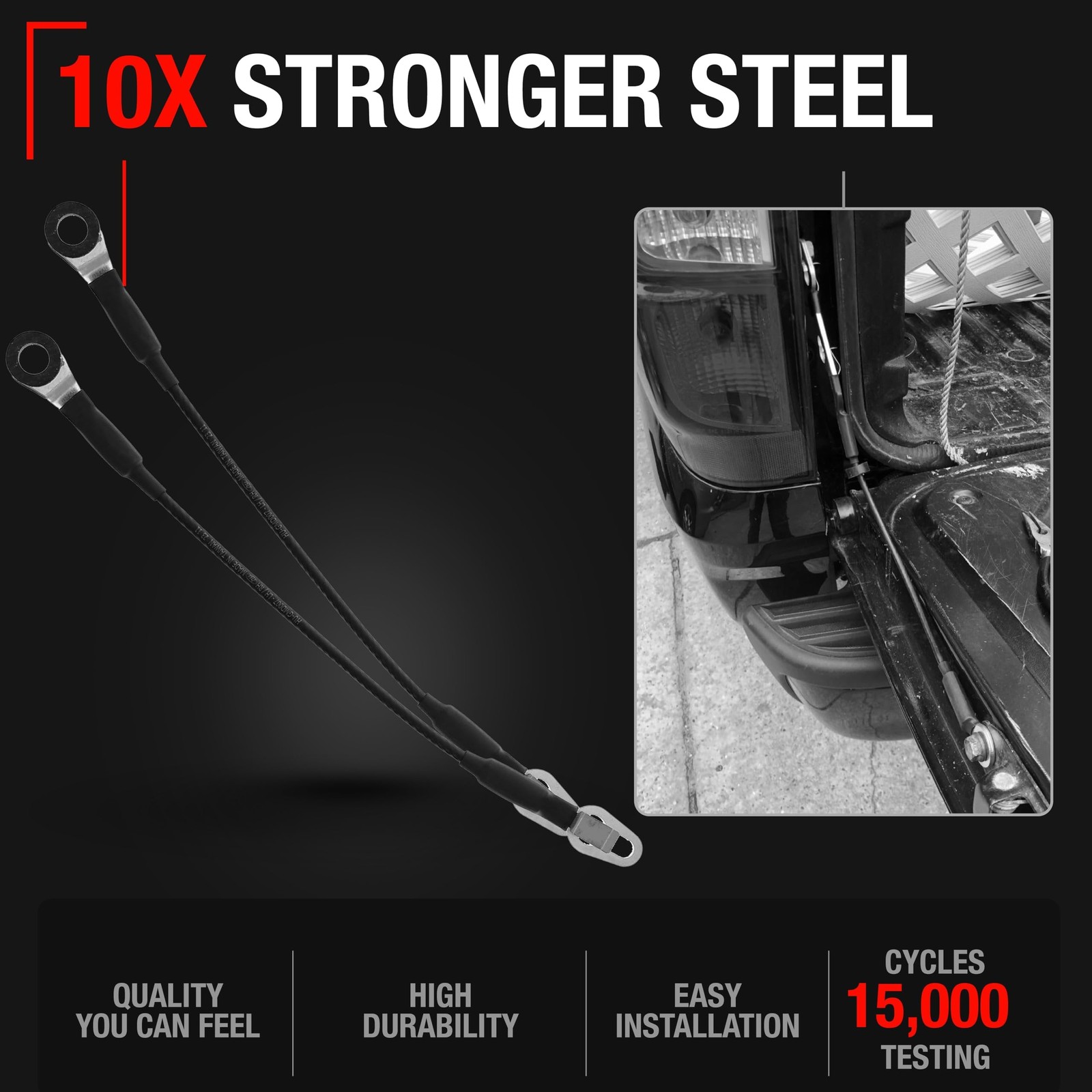 Tailgate Support Cable Set, Rear Left & Right Side , Compatible with 1999,200...