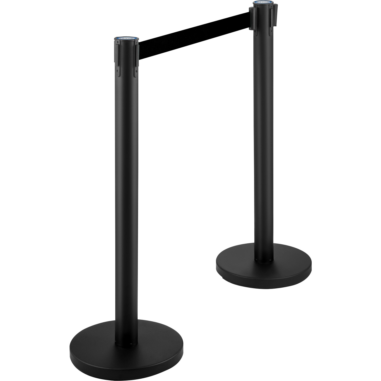 6Pack Crowd Control Barrier Queue Poles Black Retractable Belt Stanchion Posts