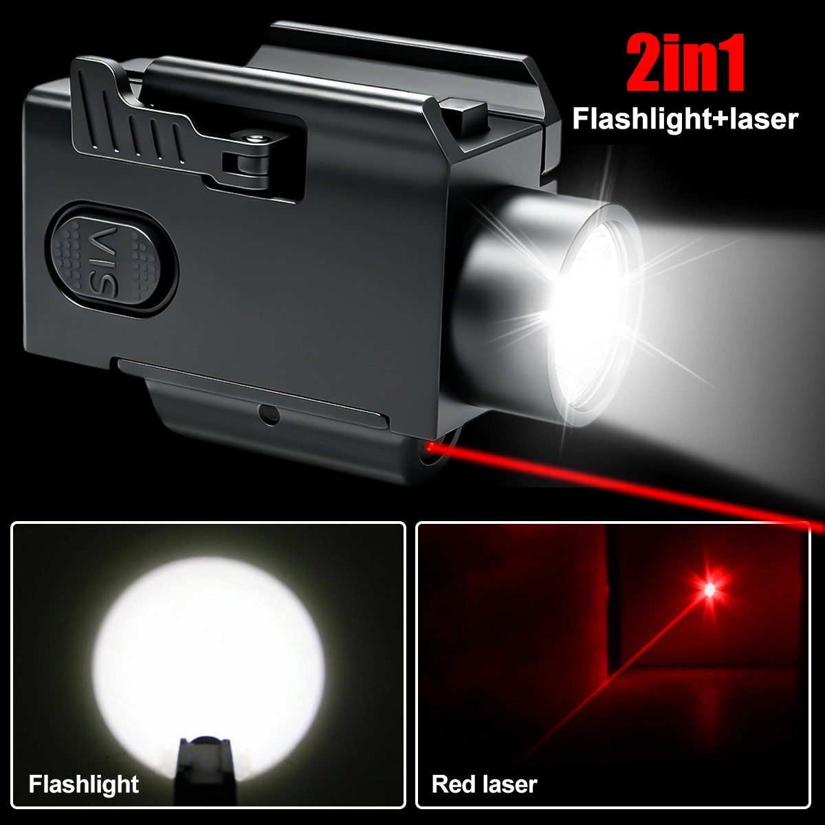 2000LM LED Flashlight Light & Red Laser Dot Sight Combo Rechargeable for G17 G19