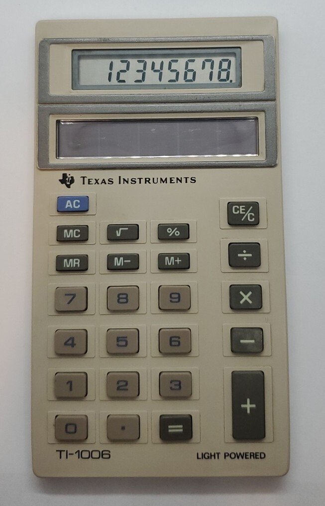 Vintage Calculator Texas Instruments TI-1006 Light Powered