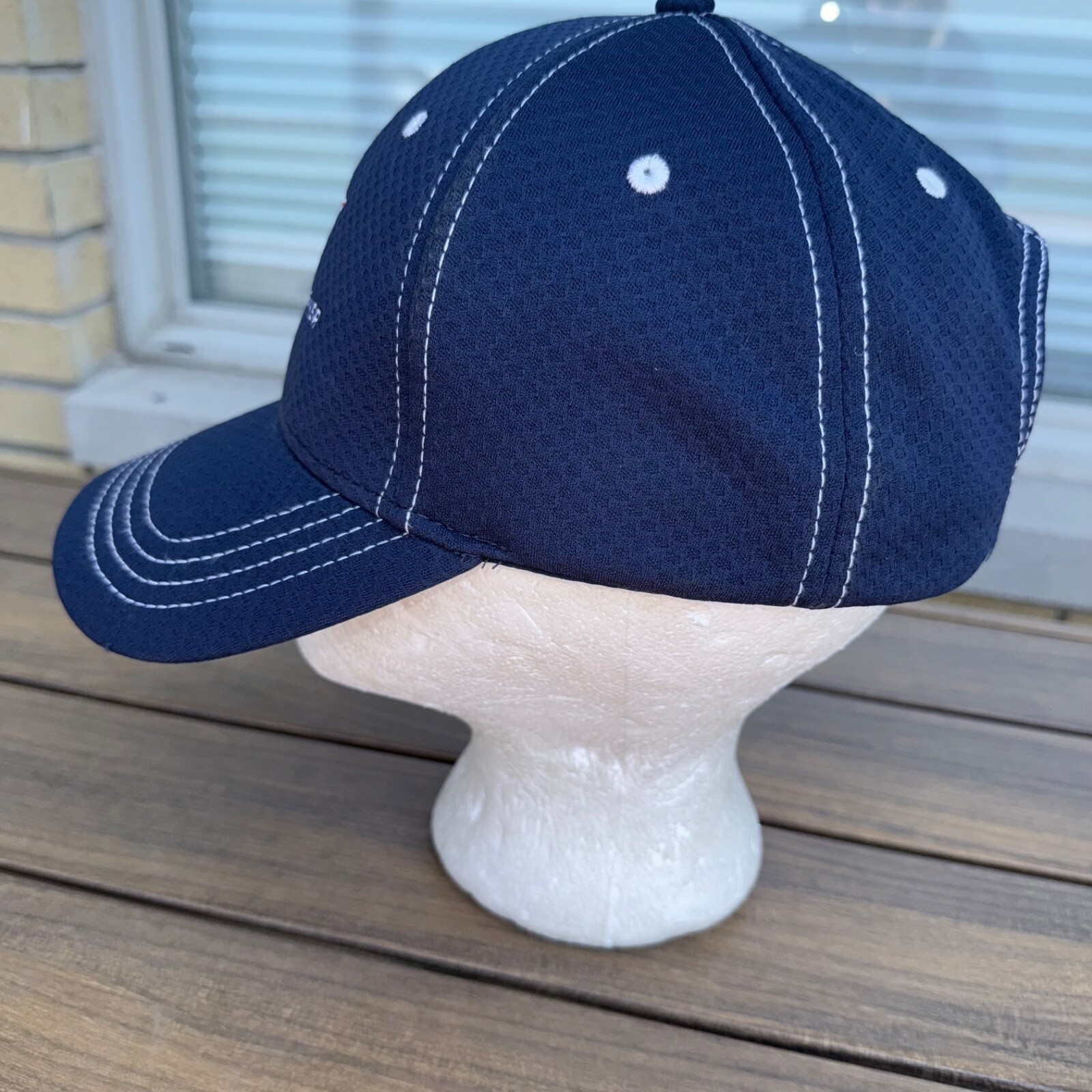 Koontz-Wagner RWb K Logo Letters on Navy Blue Hat Cap Hook Loop Top Stitch EUC