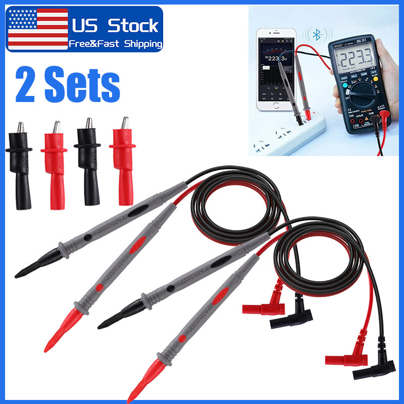 2Sets Multimeter Test Leads for Fluke Meter Electrical Alligator Clip Probes 20A