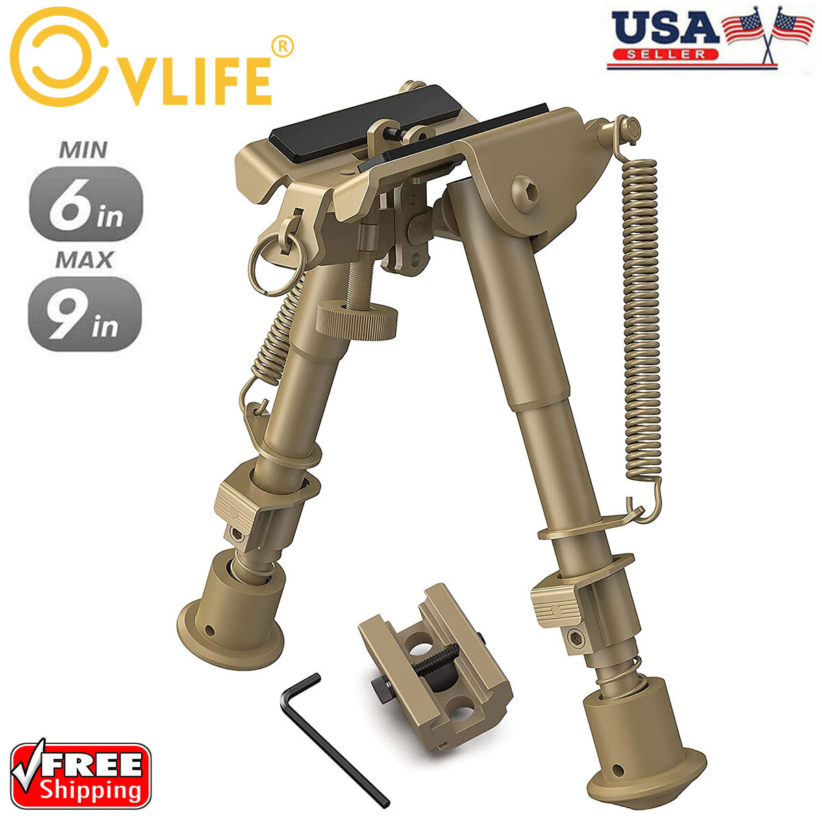 6"-9" Hunting Rifle Bipod Super Duty Hunting Adjustable Gun Bipod Outdoor Sports