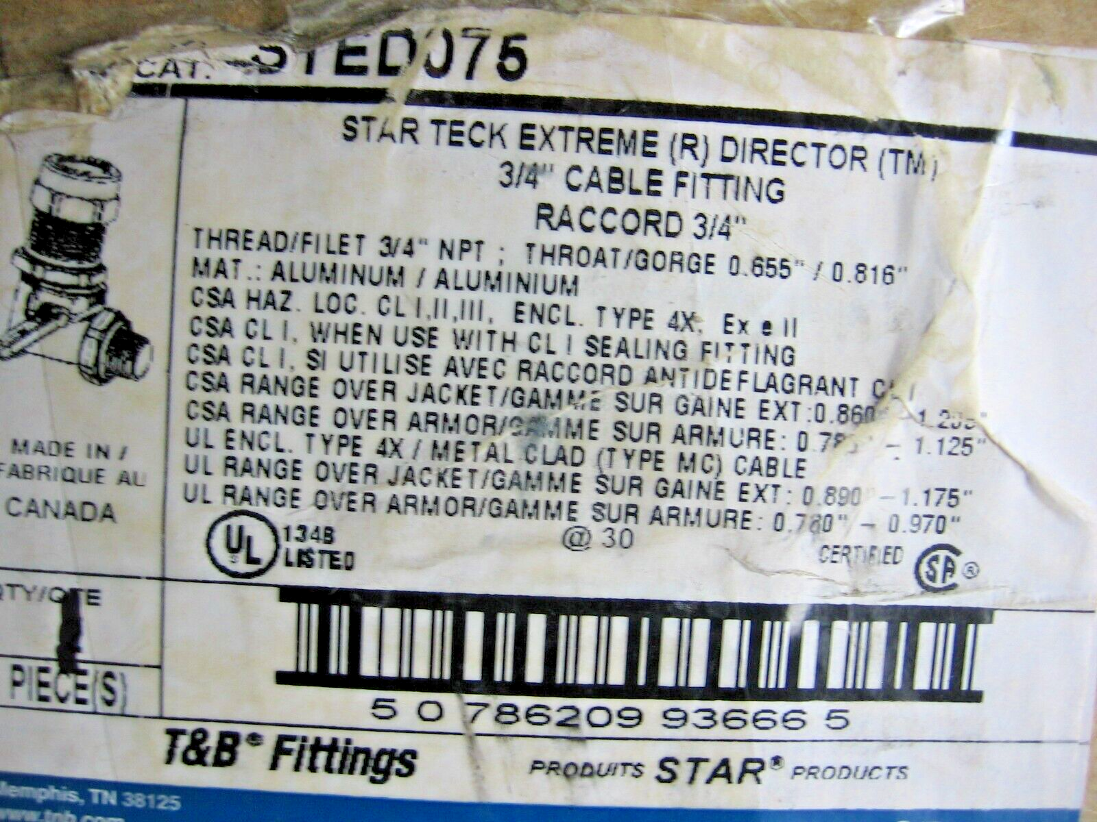 Thomas &Betts T&B Star Teck Extreme Director 3/4" Adjustable Angle Cable Fitting