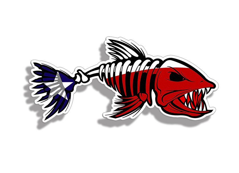 Texas TX Flag Bone Fish Sticker Car Truck Vehicle Graphic Fishing Laptop Decal