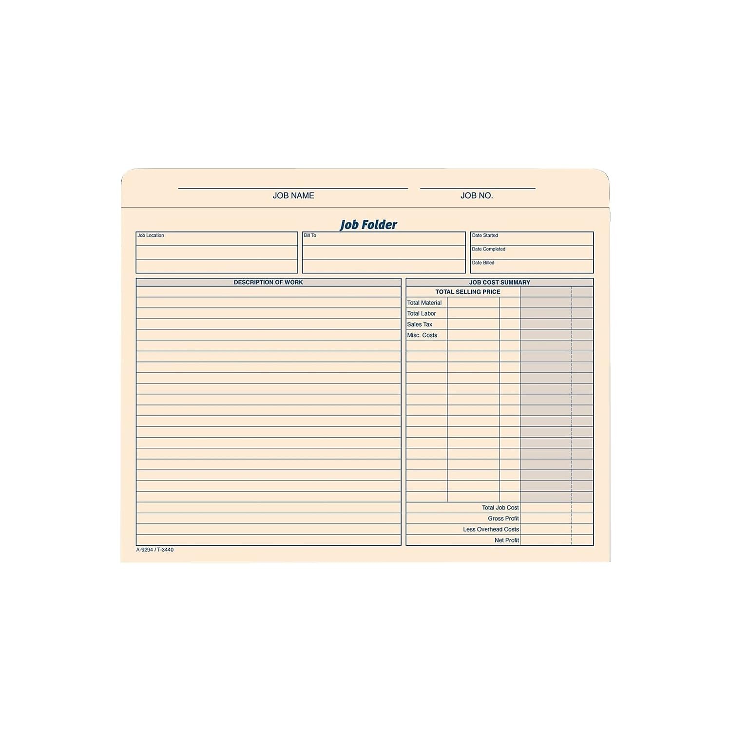 Job Folder File Jackets, 11.75 x 9.5 Inches, Manila, 20-Pack (3440)