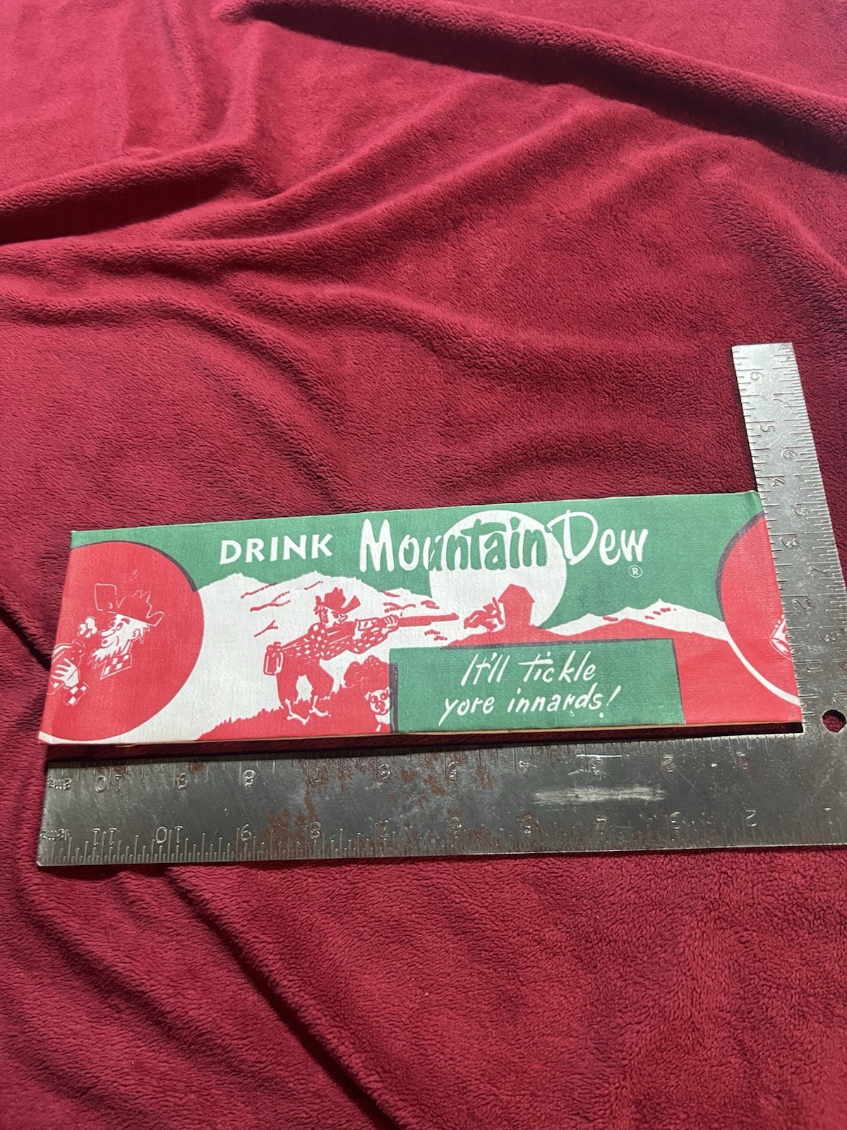 Vintage 1972 Hillbilly Mountain Dew Adjustable Soda Jerk Hat.